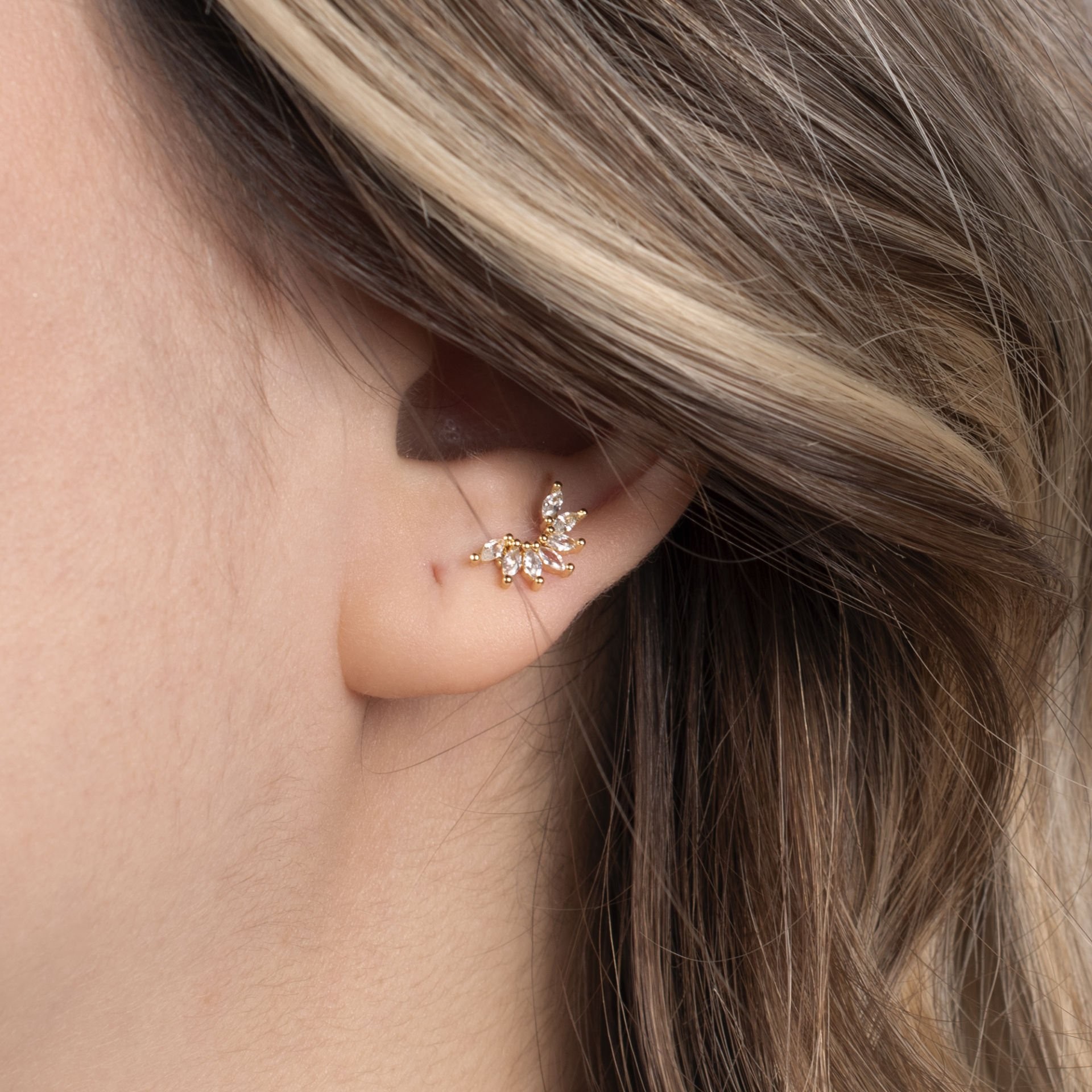 Nur Silver Taşlı Çelik Tragus Küpe NUR-KE03226