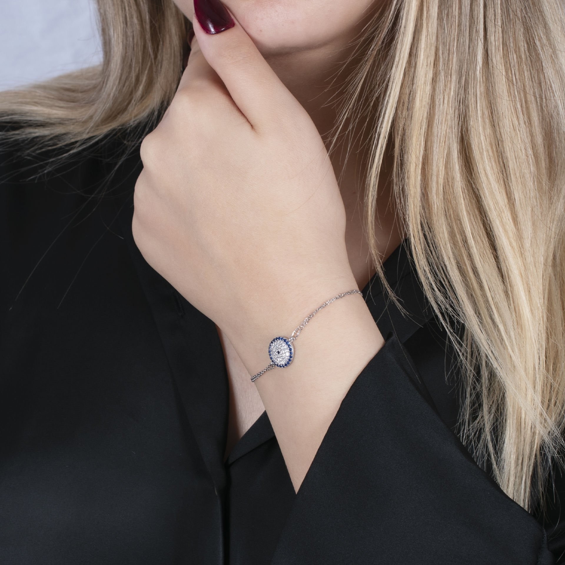 Nur Silver Nazar Boncuğu Gümüş Bileklik NUR-BK03145