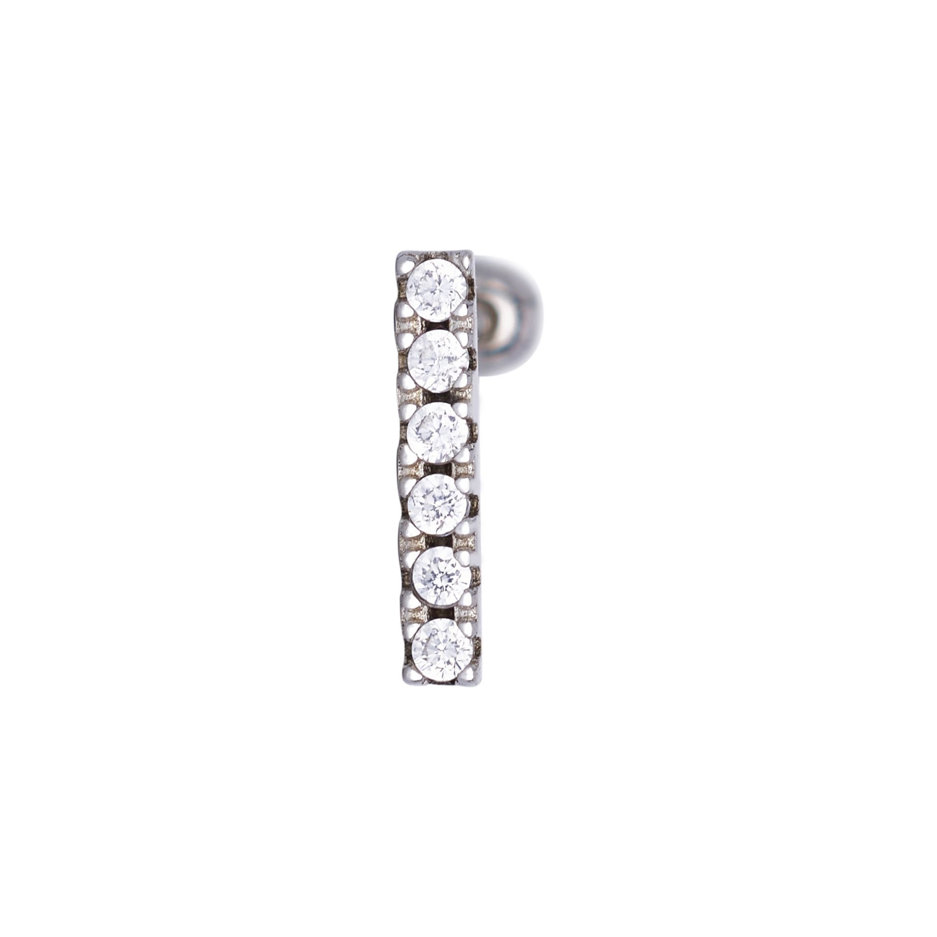 Nur Silver Sıra Taş Tragus Gümüş Küpe NUR-KP00098