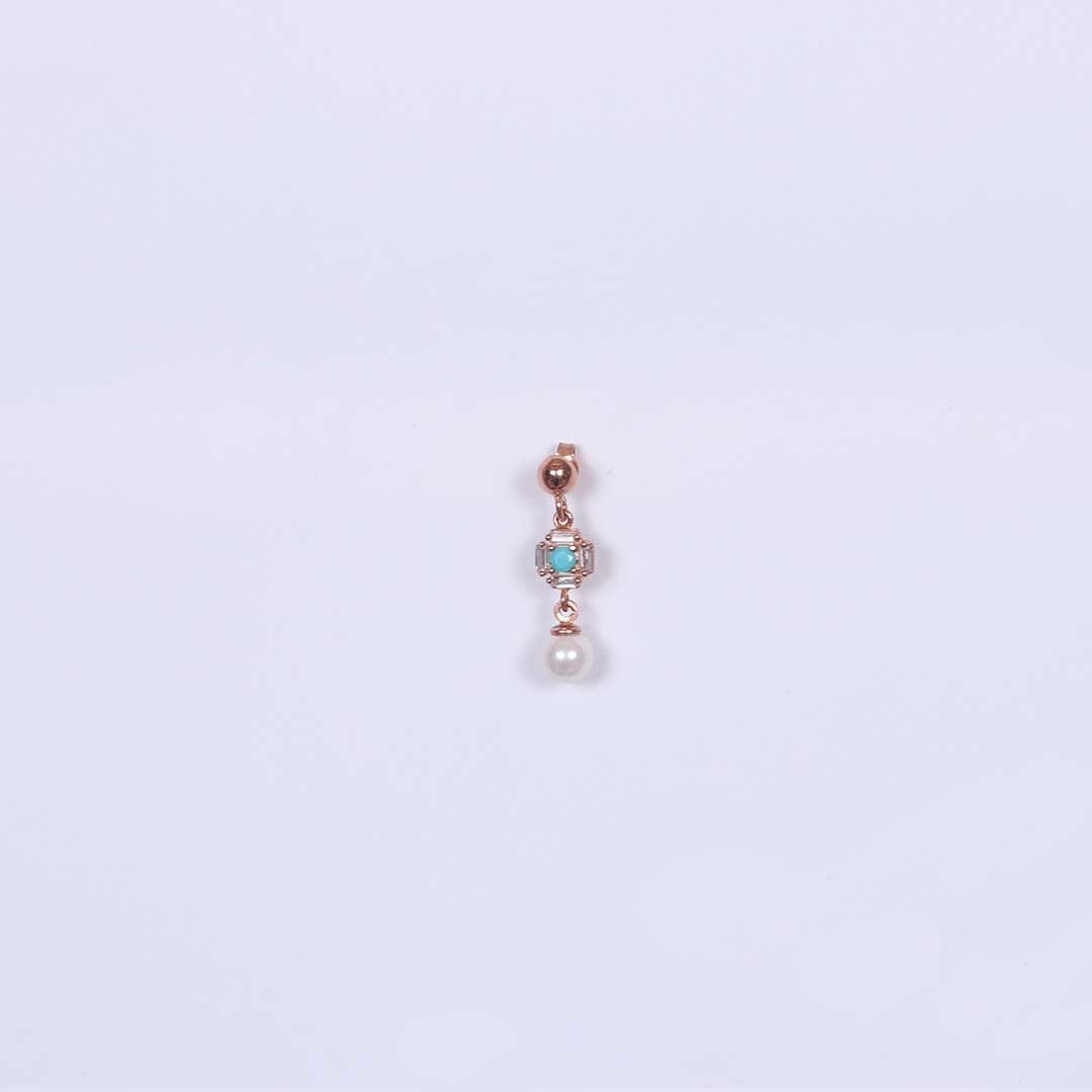 Nur Silver Mavi Taşlı İnci Gümüş Küpe NUR-KP00057