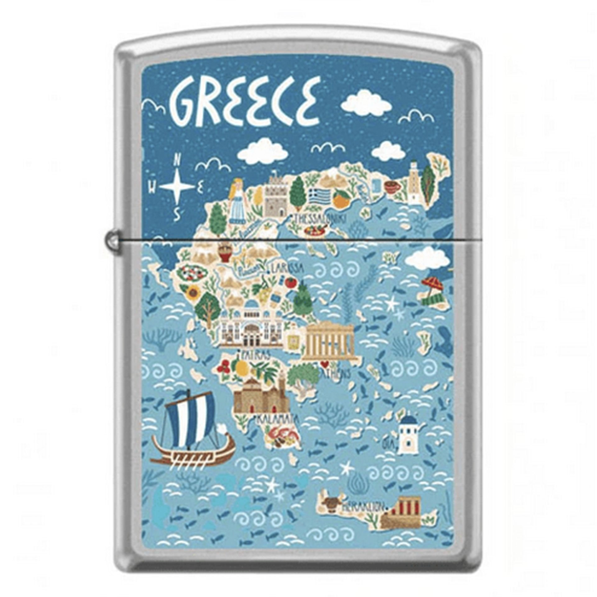 Zippo Greece Illustration Map Çakmak 49007-00062-MODEL05