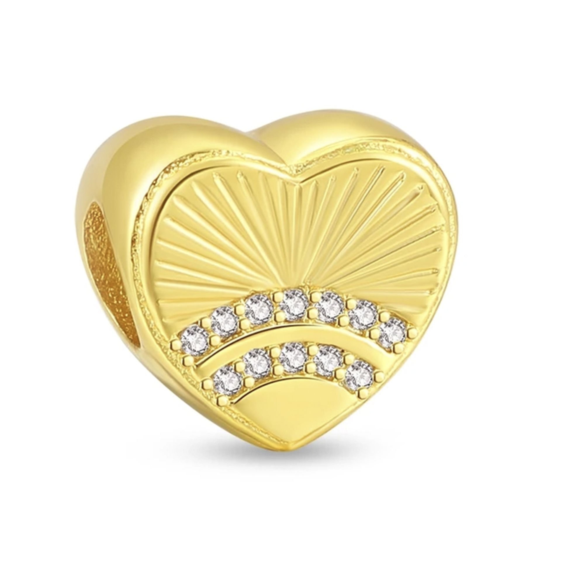 Nur Silver Gold Renkli Güneş Işığı Kalbi Gümüş Charm NUR-BL00059
