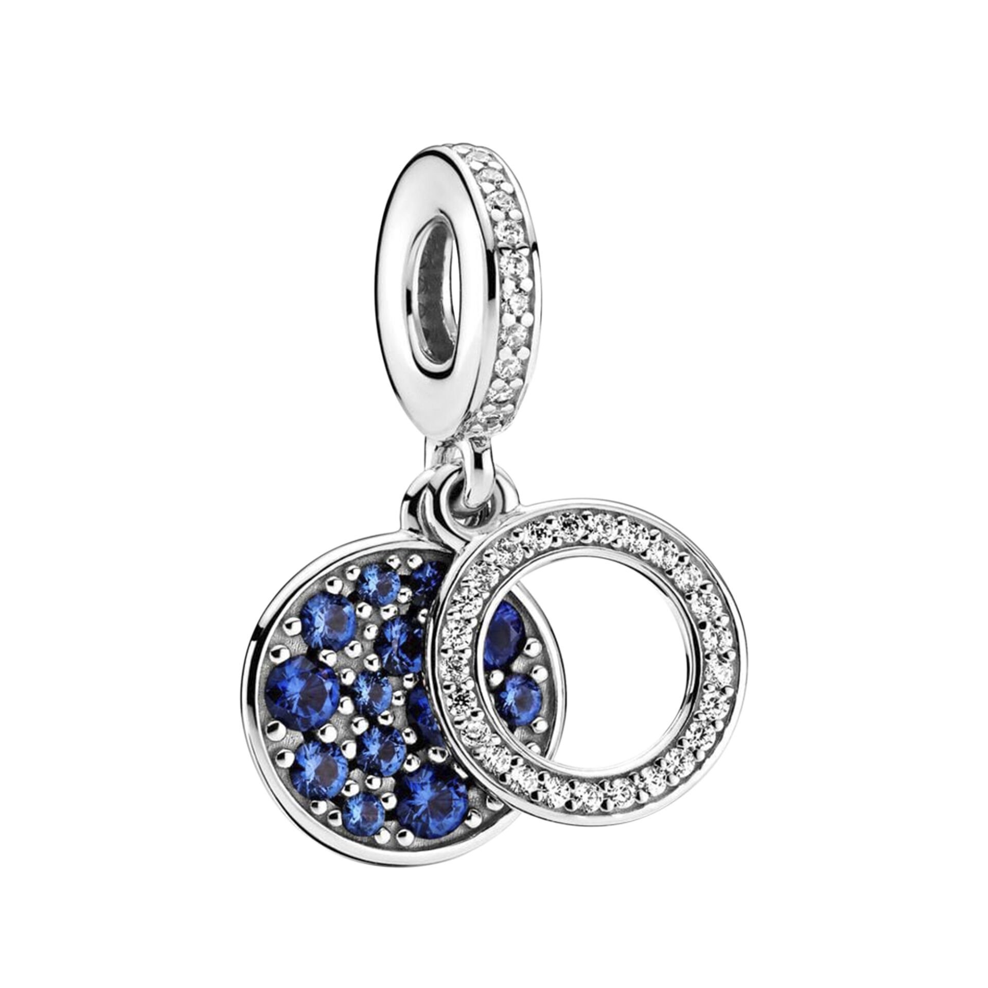 Nur Silver Mavi Disk Sallantılı Gümüş Charm NUR-BL09993