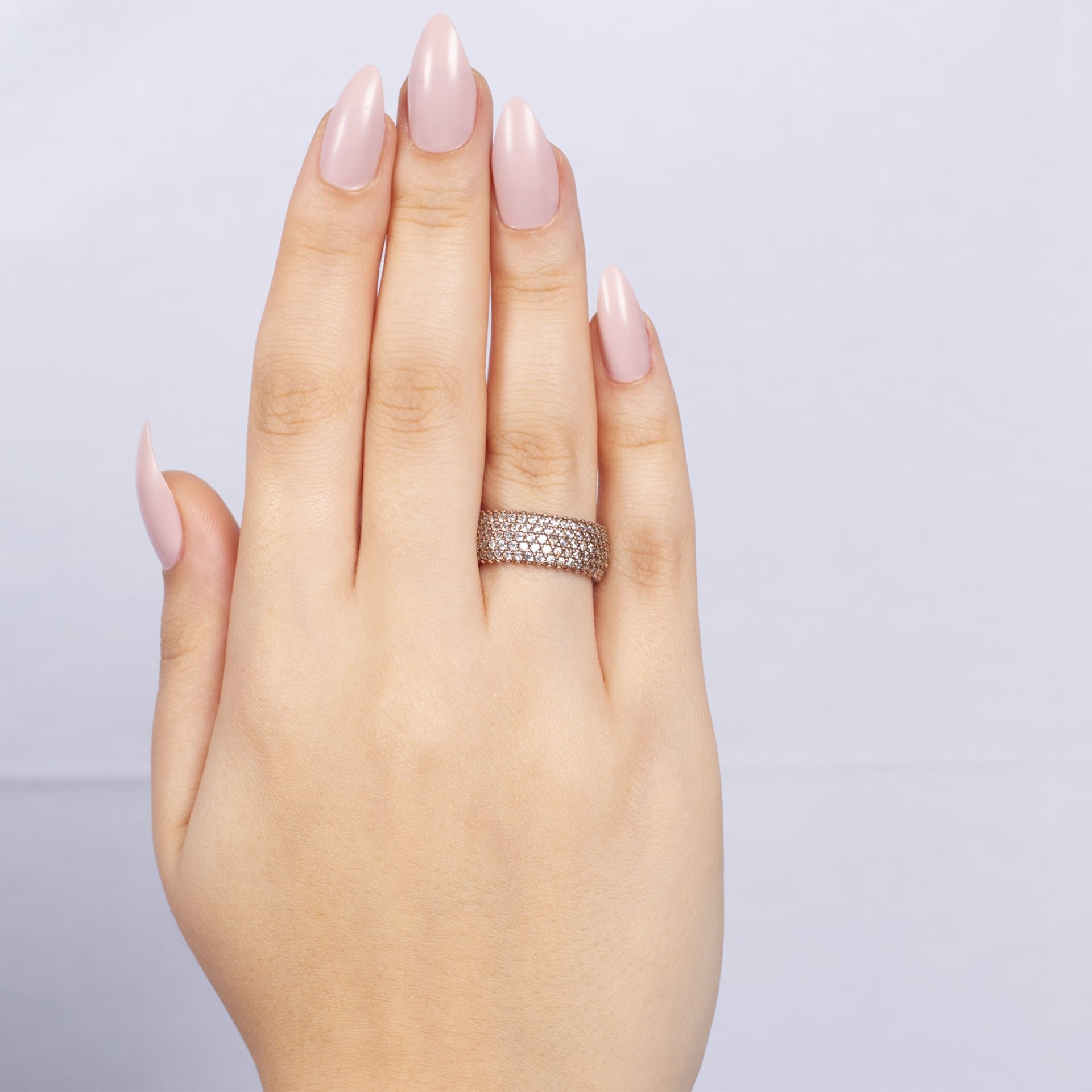 Nur Silver Rose Gold 5 Sıra Tamtur Gümüş Yüzük NUR-YK00263