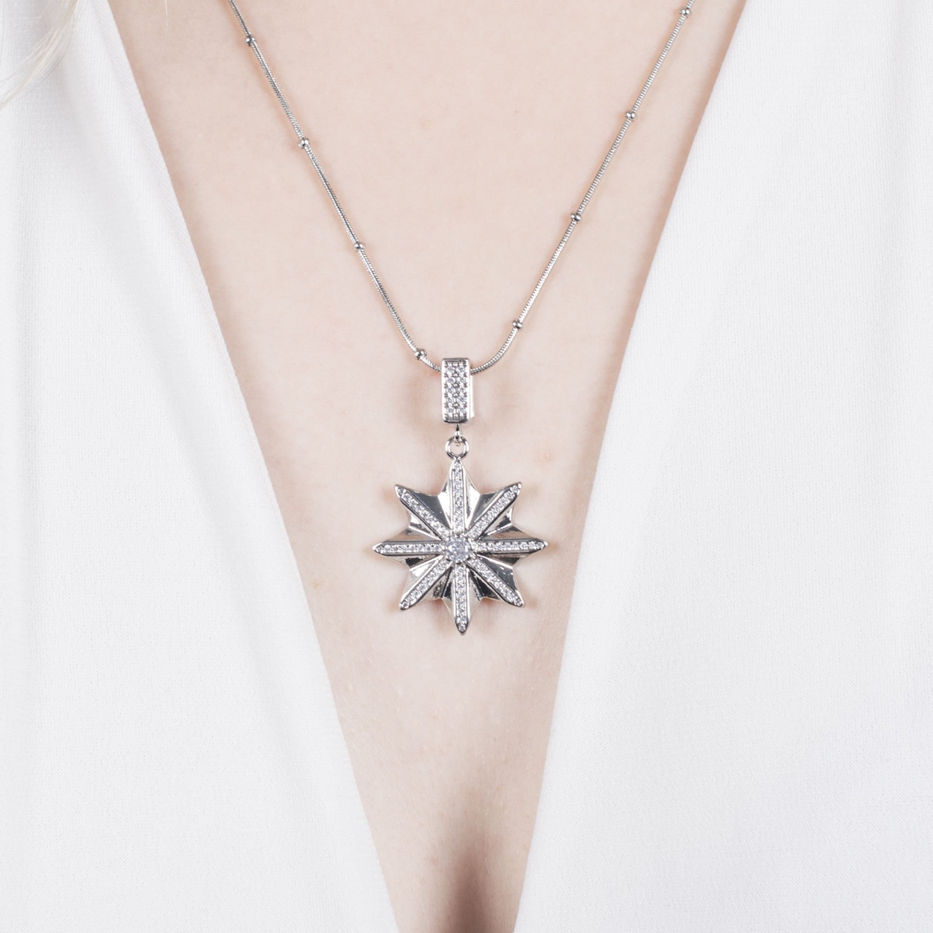 Nur Silver Antik Güneş Çelik Kolye NUR-CL00373
