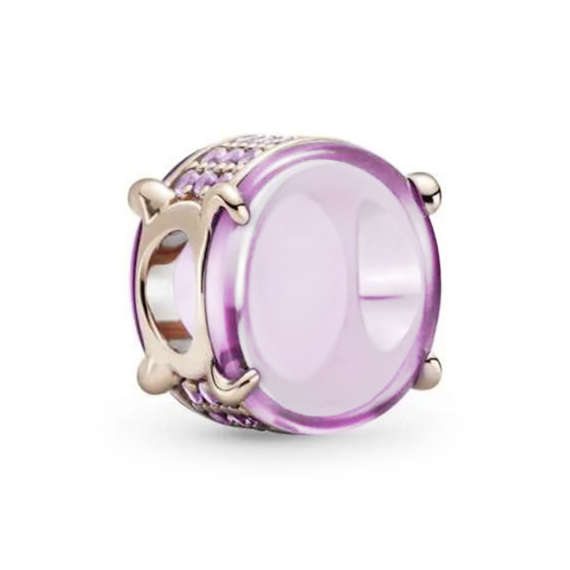 Nur Silver Rose Renkli Pembe Murano Gümüş Charm NUR-BL10002