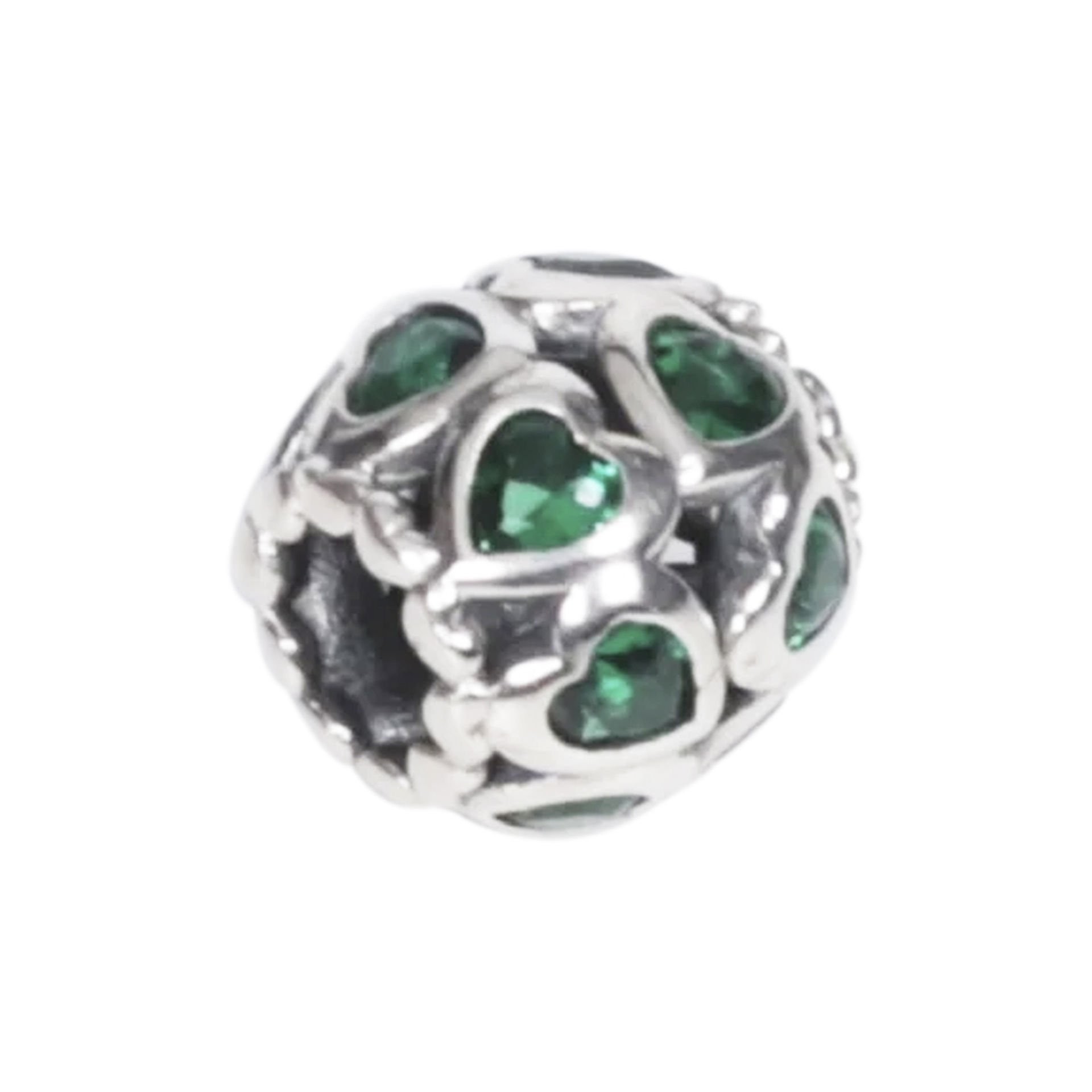 Nur Silver Yeşil Kalpli Gümüş Charm NUR-BL00991