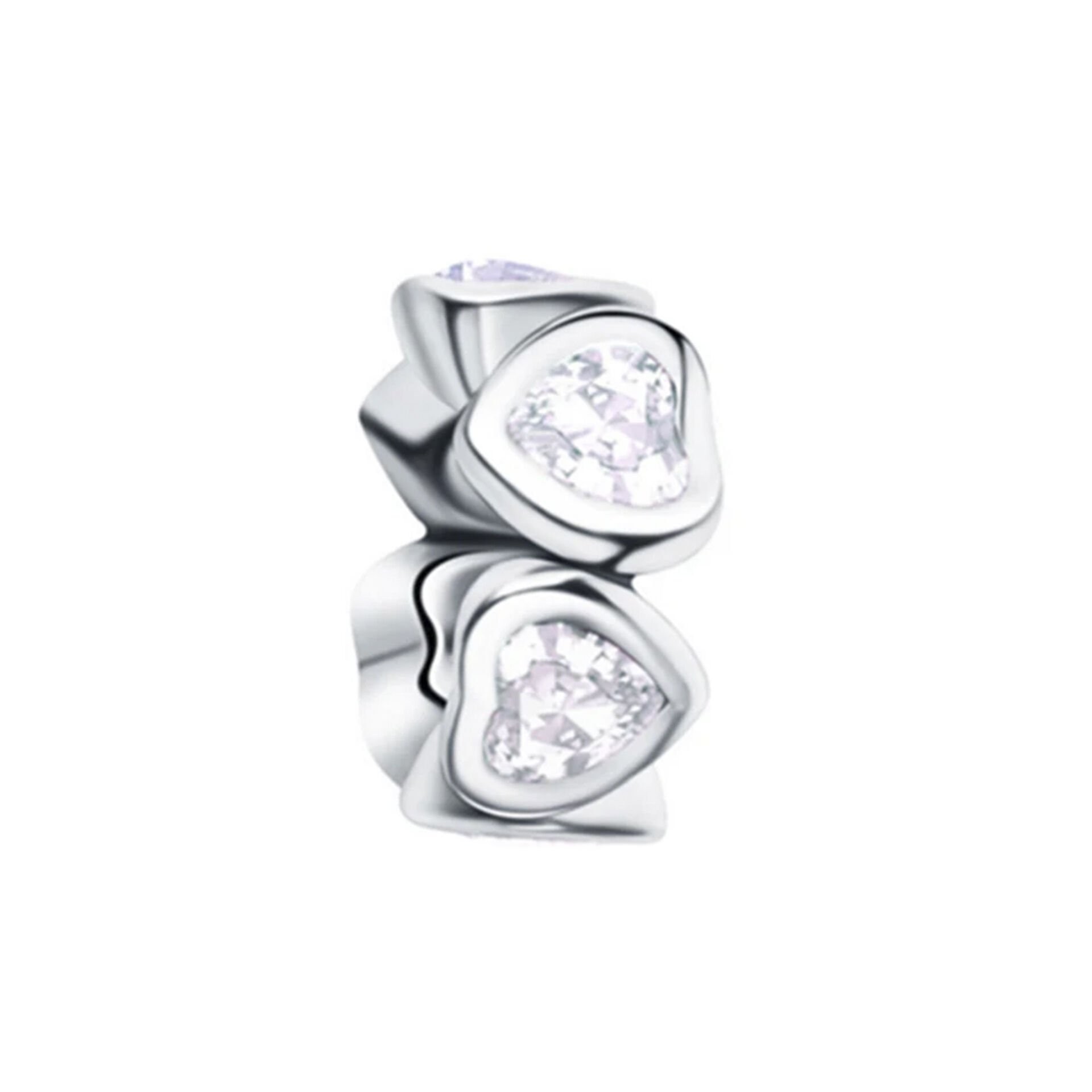 Nur Silver Sıralı Kalpli Gümüş Charm NUR-BL00121
