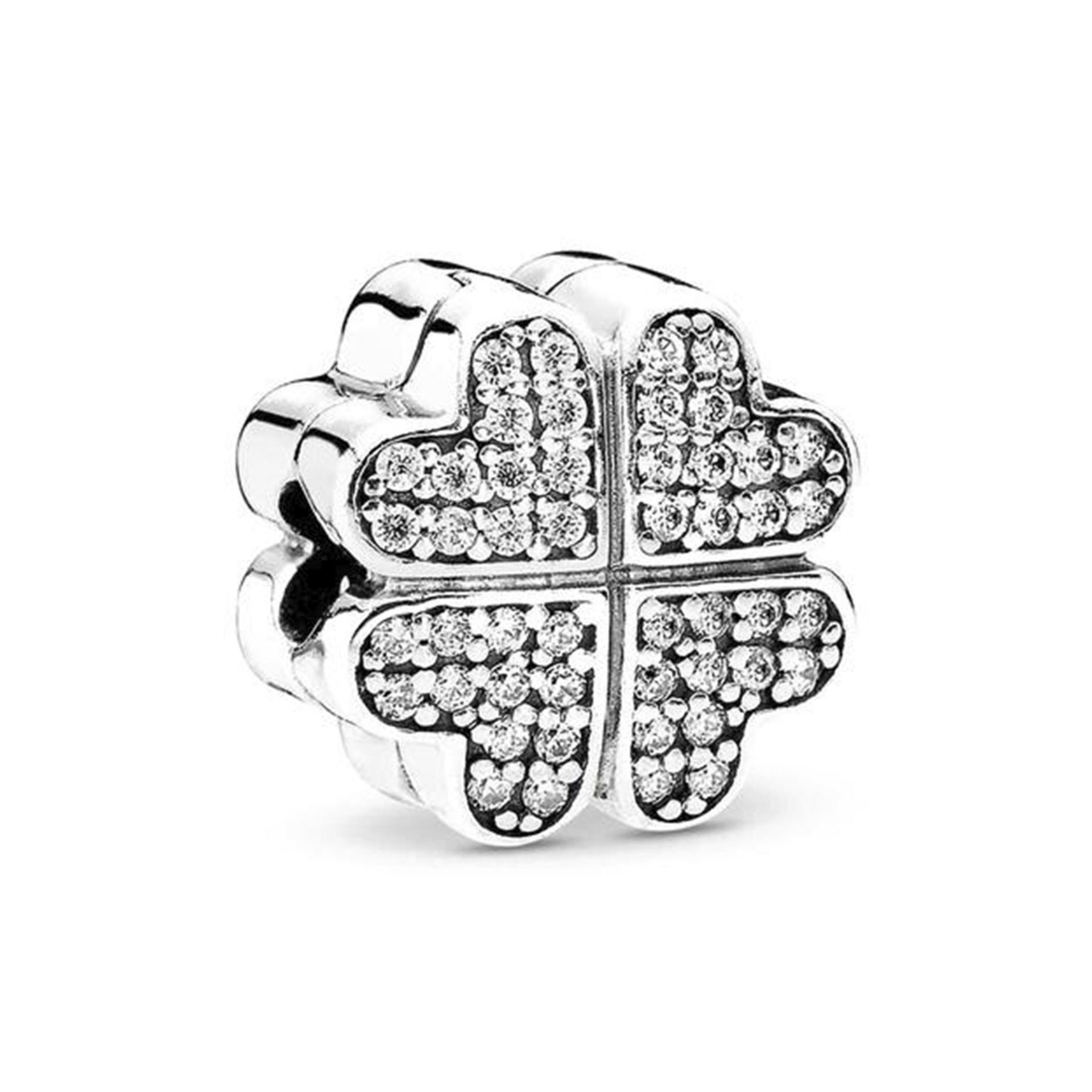 Nur Silver Dört Yapraklı Yonca Durdurucu Gümüş Charm NUR-BL12499