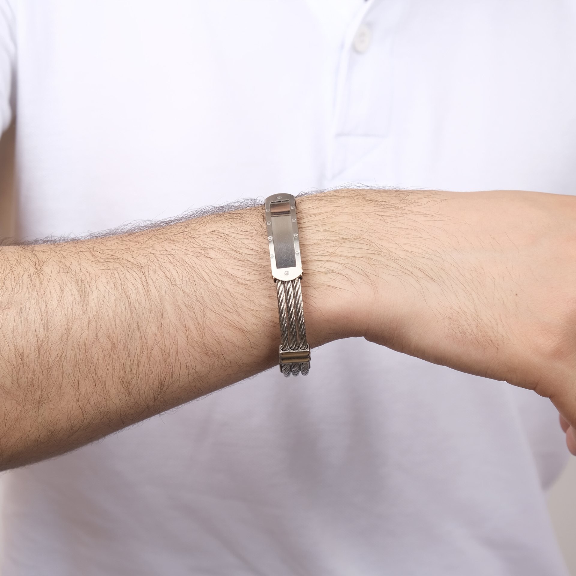 Nur Silver Erkek Çelik Bileklik NUR-BL01452