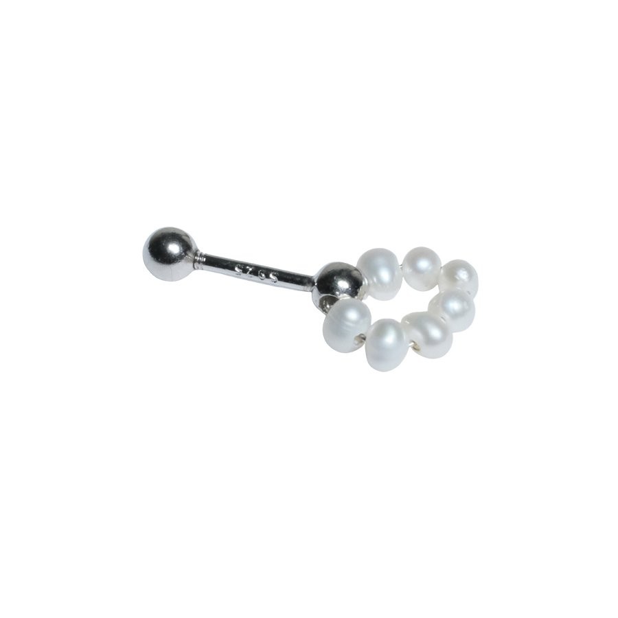 Nur Silver İncili Tragus Gümüş Küpe NUR-KP00255