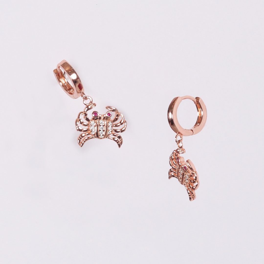 Nur Silver Yengeç Gümüş Küpe NUR-KP01829