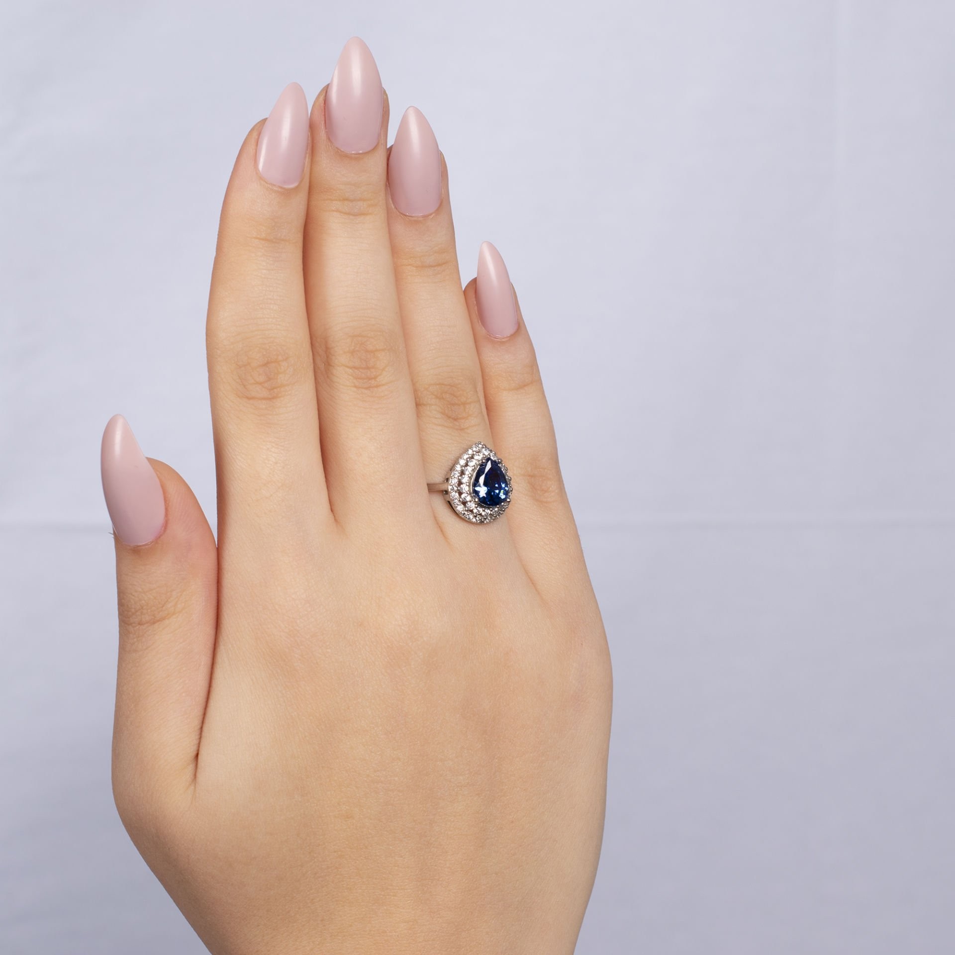 Nur Silver Mavi Taşlı Gümüş Yüzük NUR-YK00304