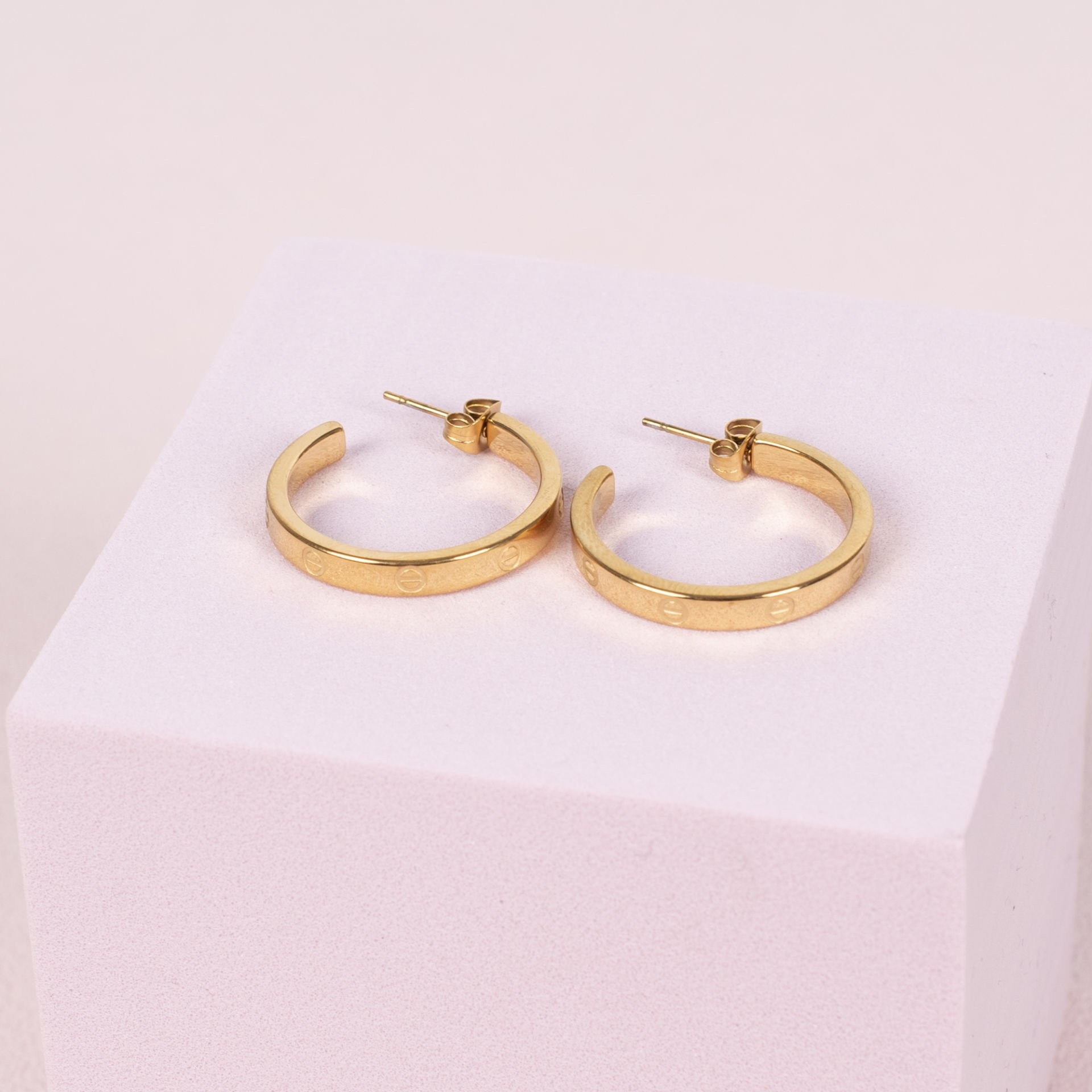 Nur Silver Gold Çelik Halka Küpe NUR-CP00255
