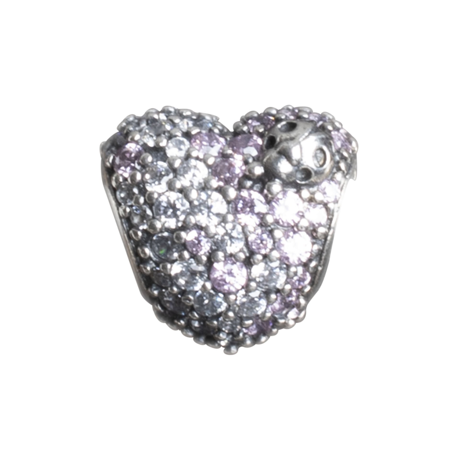 Nur Silver Taşlı Kalp ve Uğur Böceği Gümüş Charm NUR-BL00068