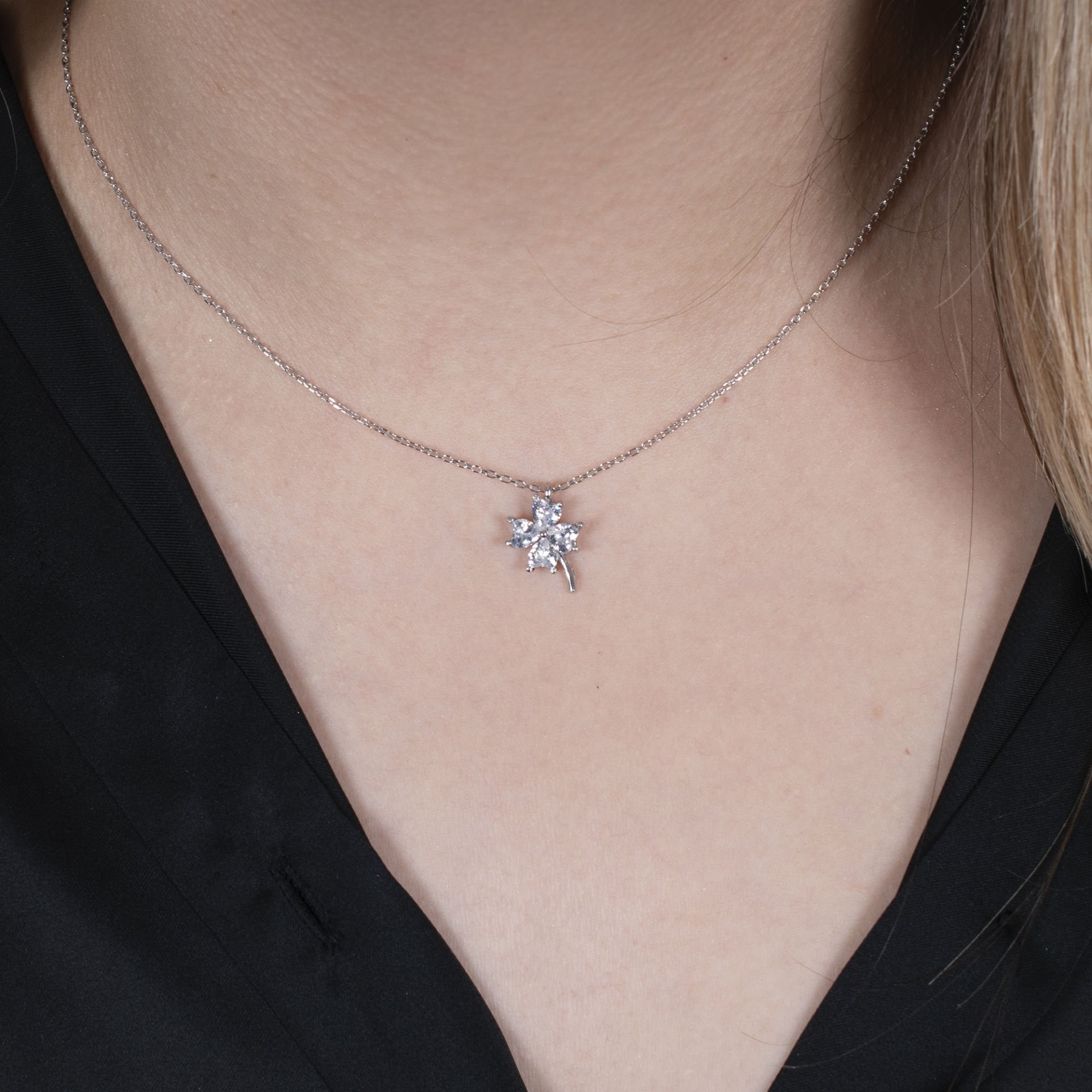 Nur Silver Dört Yapraklı Yonca Gümüş Kolye NUR-KY03193