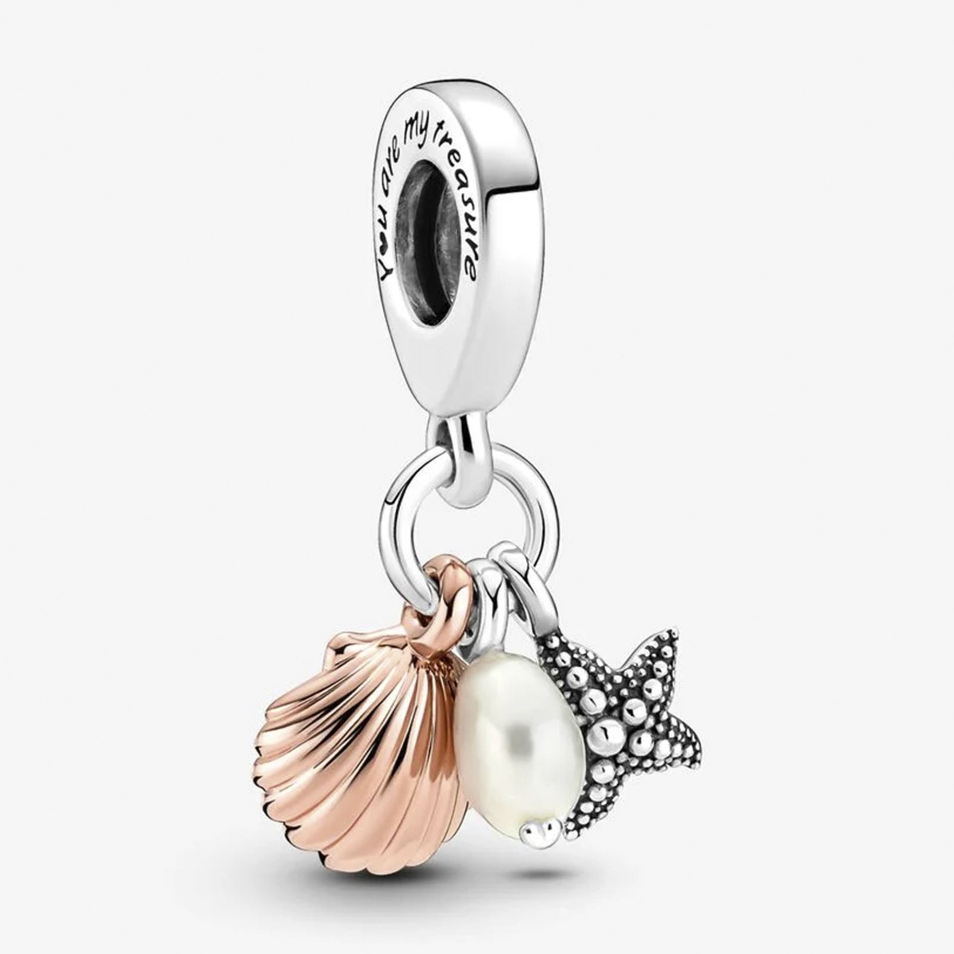 Nur Silver Deniz Kabuğu, Deniz Yıldızı ve İncili Gümüş Charm NUR-BL00282