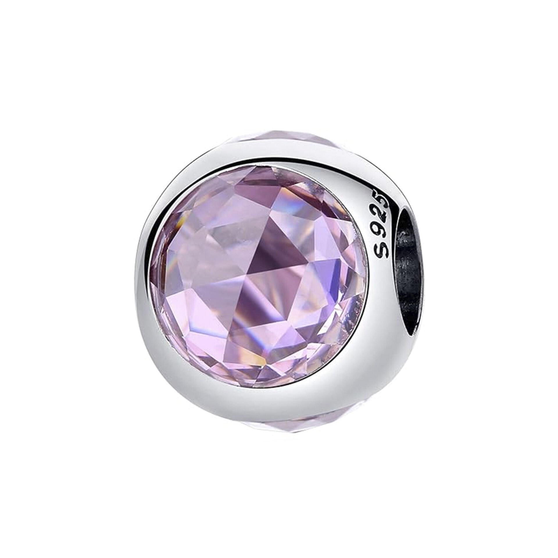 Nur Silver Pembe Yuvarlak Taşlı Gümüş Charm NUR-BL00217