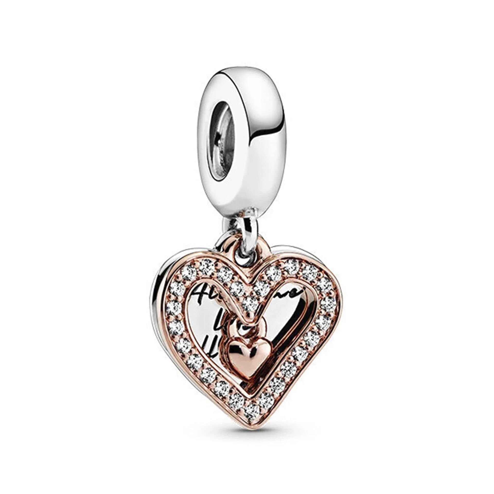 Nur Silver Sallantılı Kalp Gümüş Charm NUR-BL01309