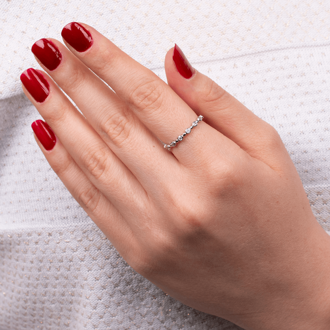 Nur Silver Taş Detaylı Tamtur Gümüş Yüzük NUR-YZ00136