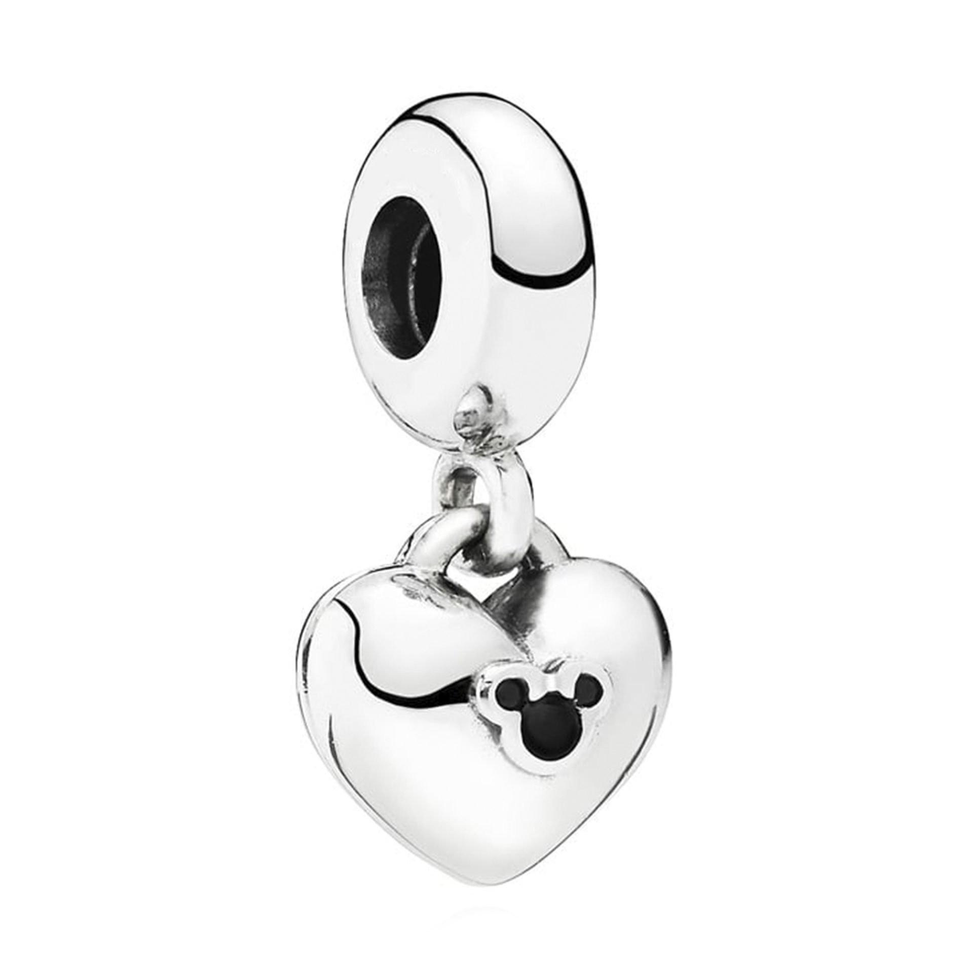Nur Silver Mickey & Minnie Mouse Kalp Gümüş Sallantılı Charm NUR-CH00013