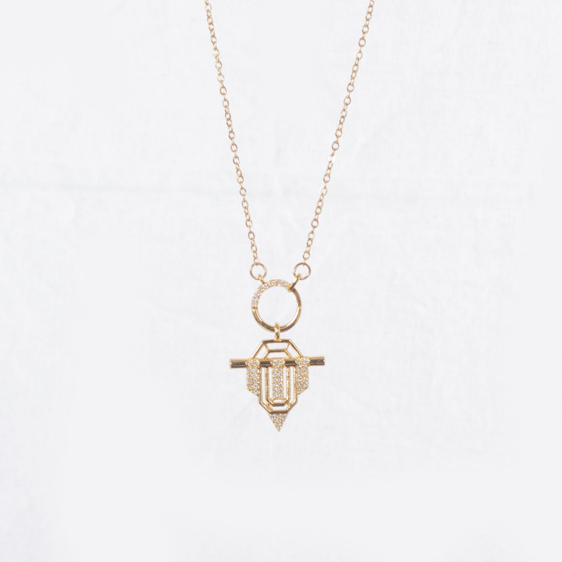 Nur Silver Rozet Gold Çelik Kolye NUR-CL00384
