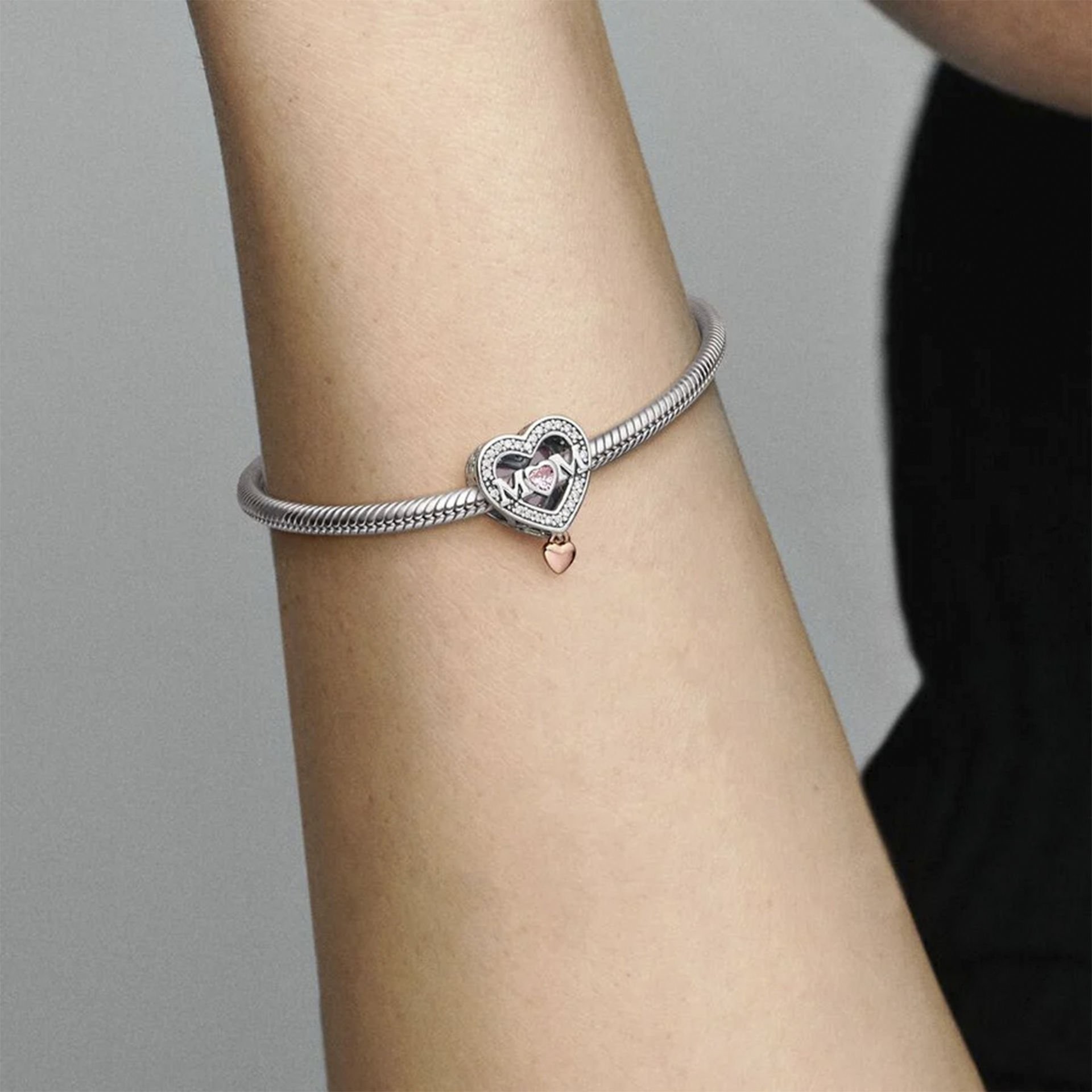 Nur Silver İki Renkli Kafes İşi Mum Ve Kalp Gümüş Charm NUR-CH00007