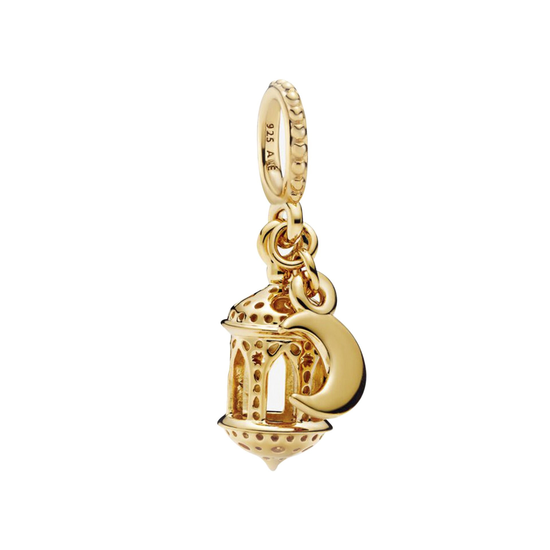 Nur Silver Gold Renk Ay Detaylı Lamba Gümüş Charm NUR-BL00015