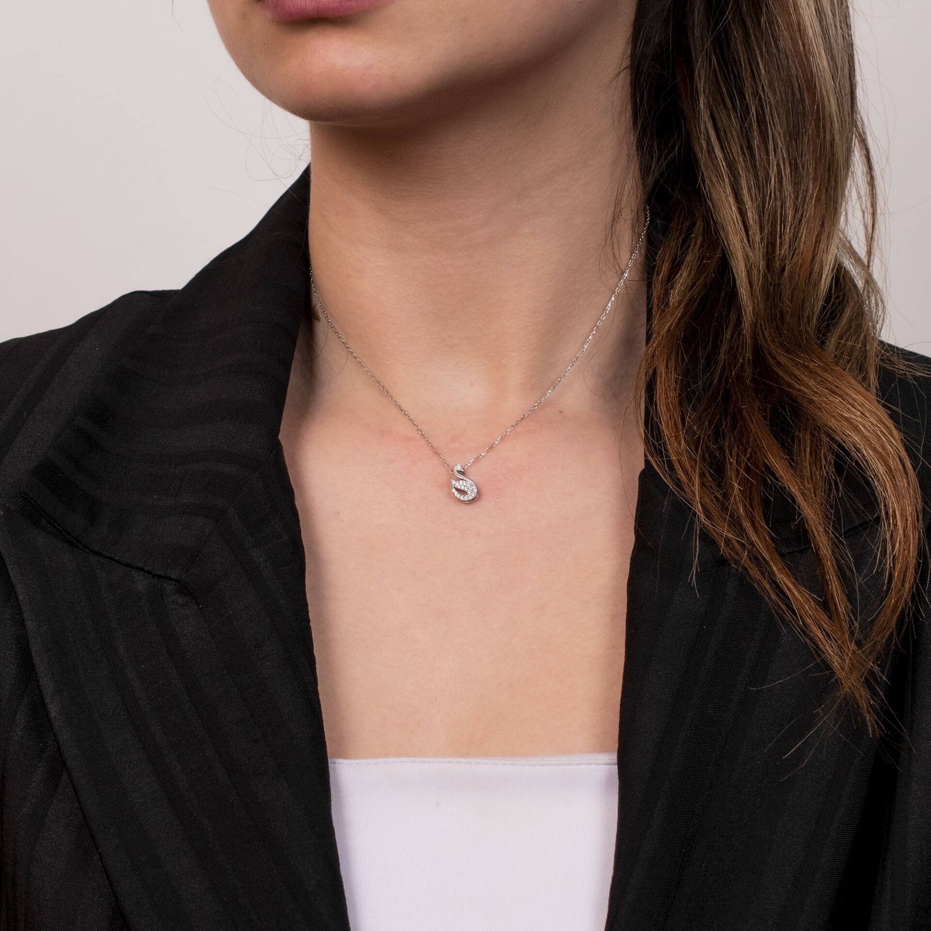 Nur Silver Kuğu Tasarımlı Gümüş Kolye NUR-KL02608