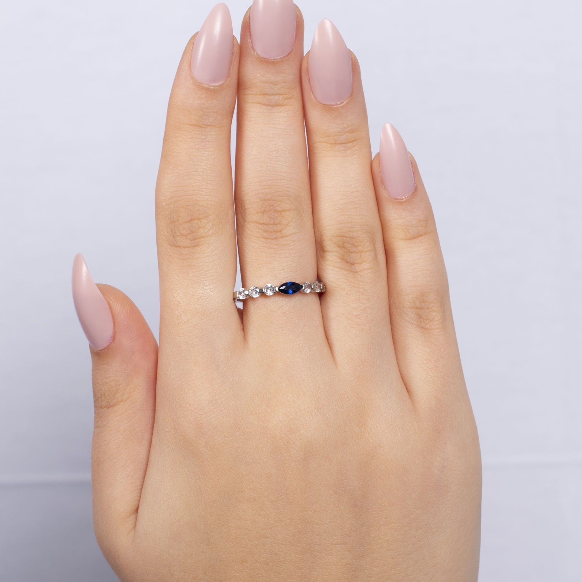 Nur Silver Mavi Taşlı Gümüş Yüzük NUR-YK00025