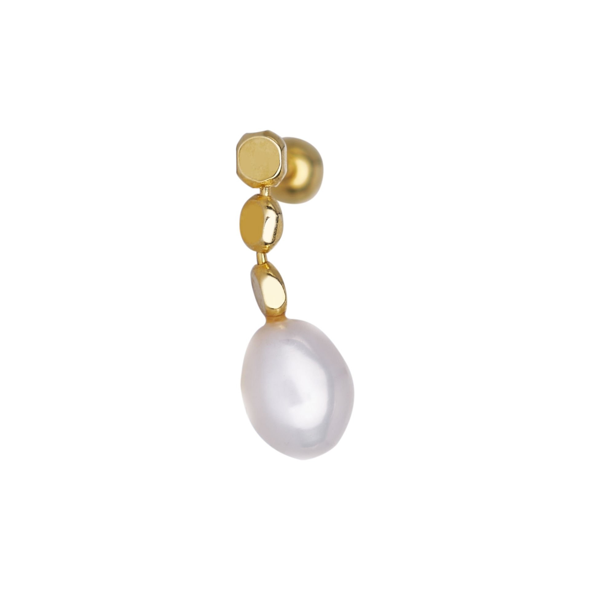 Nur Silver İncili Tragus Gümüş Küpe NUR-KP00092