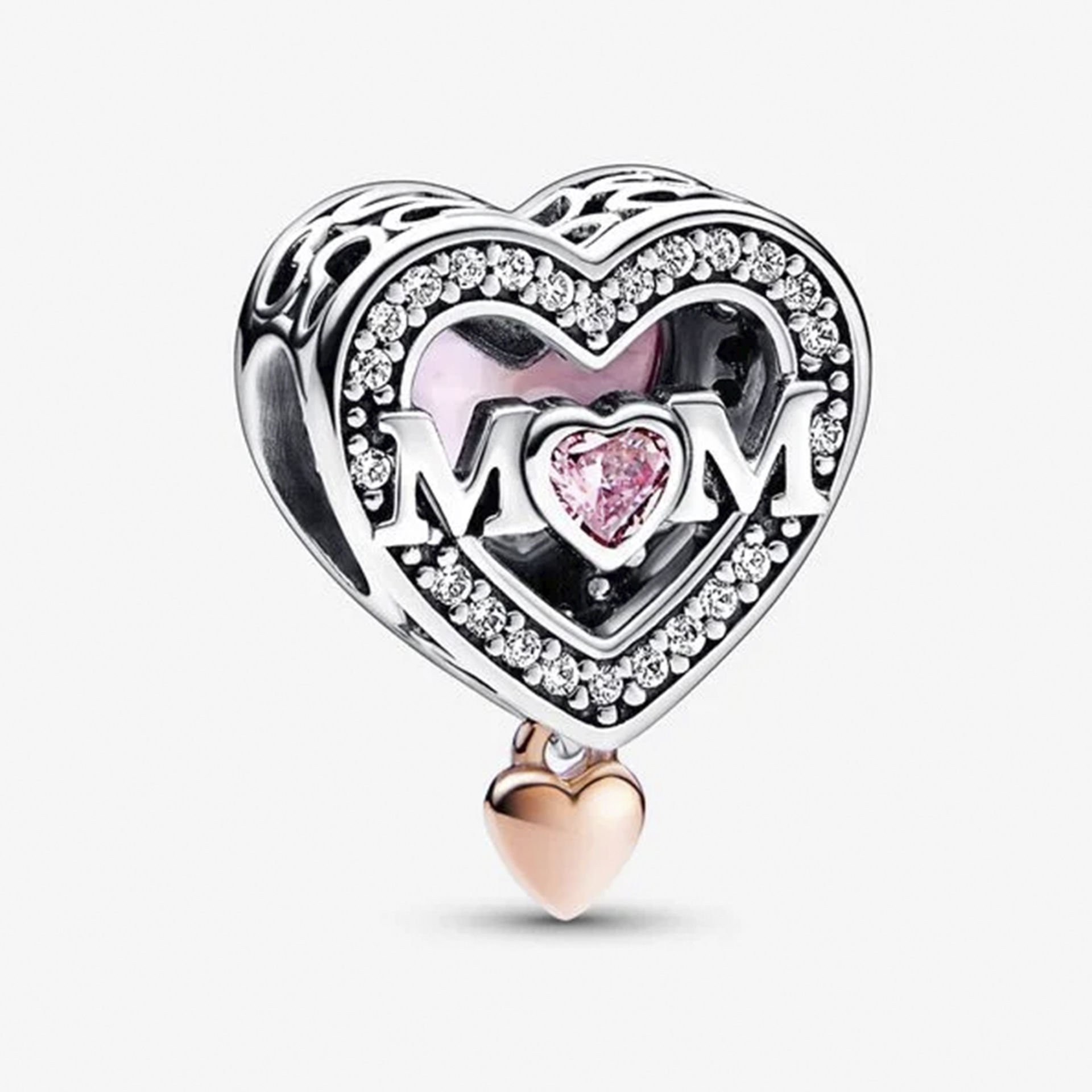 Nur Silver İki Renkli Kafes İşi Mum Ve Kalp Gümüş Charm NUR-CH00007