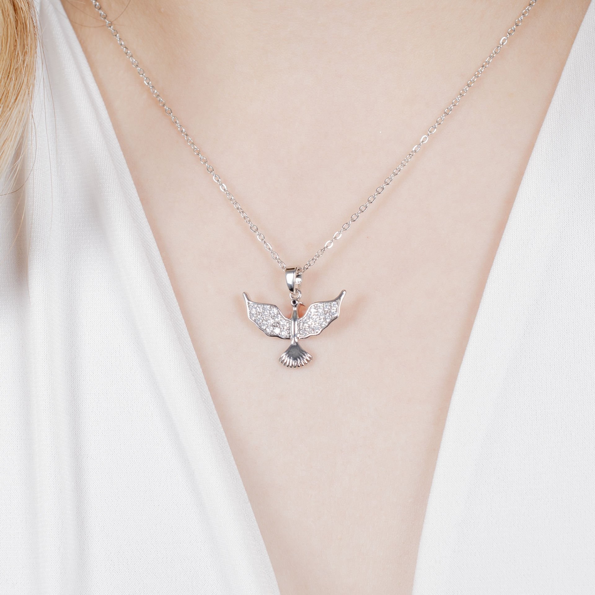 Nur Silver Anka Kuşu Çelik Kolye NUR-CL00388
