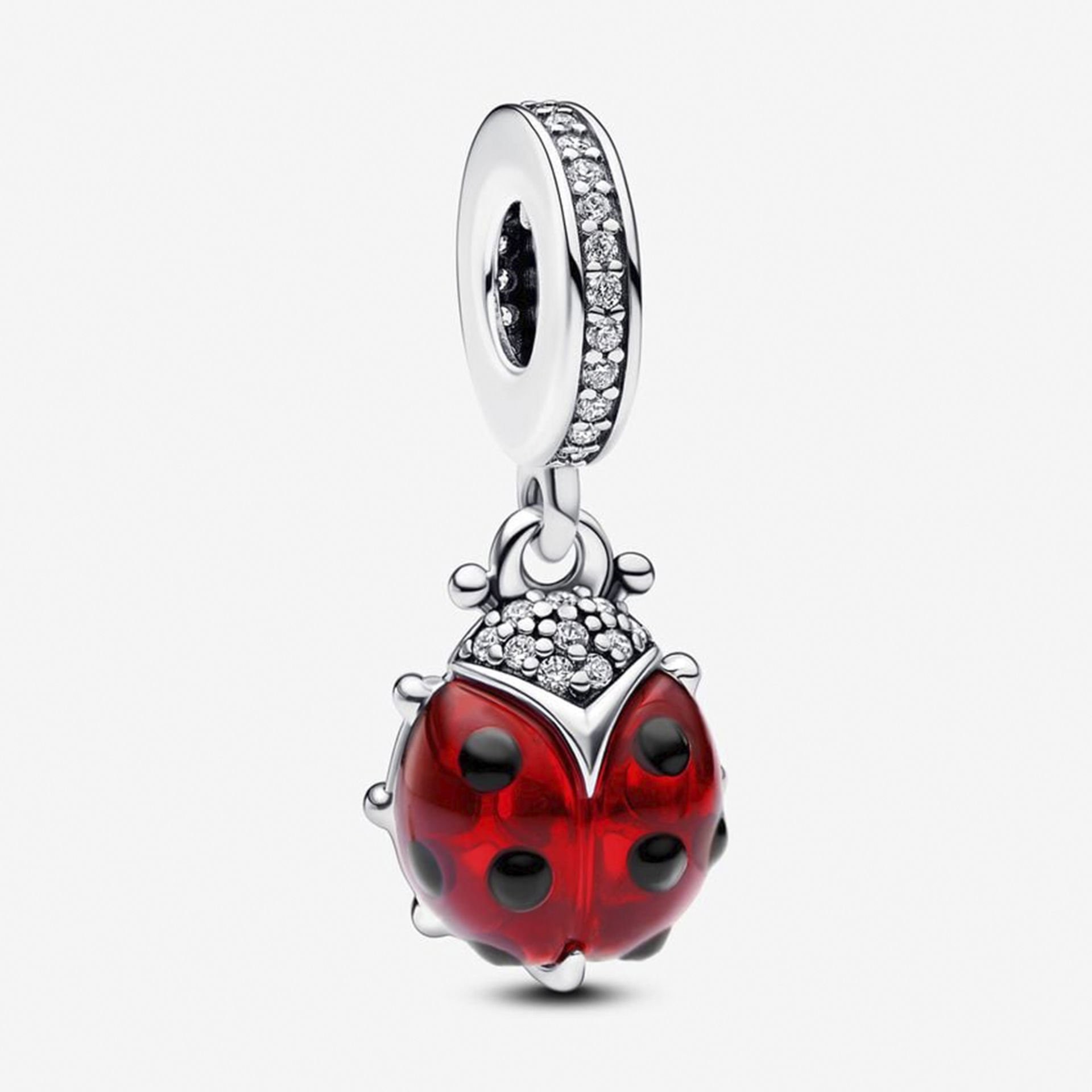 Nur Silver Red Ladybird Dangle Charm NUR-CM00408