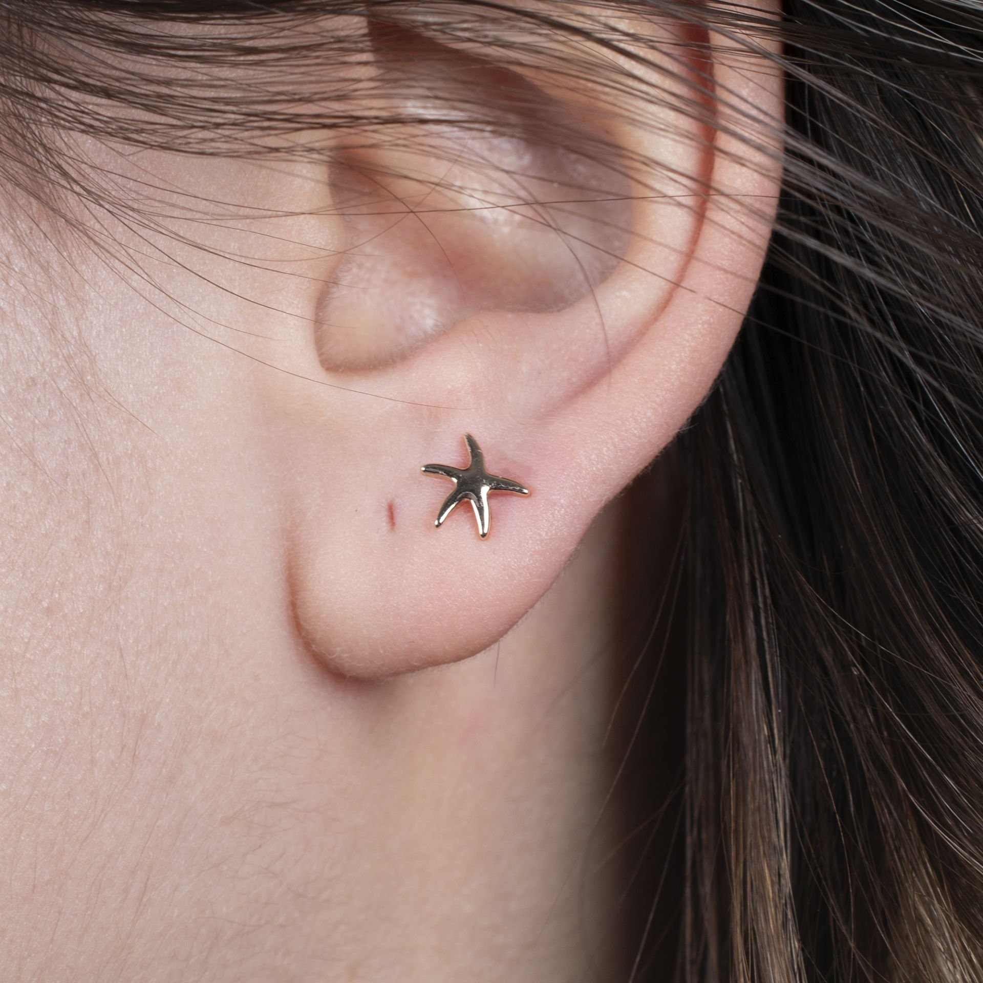 Nur Silver Deniz Yıldızı Rose Renkli Çelik Tragus Küpe NUR-KE03275