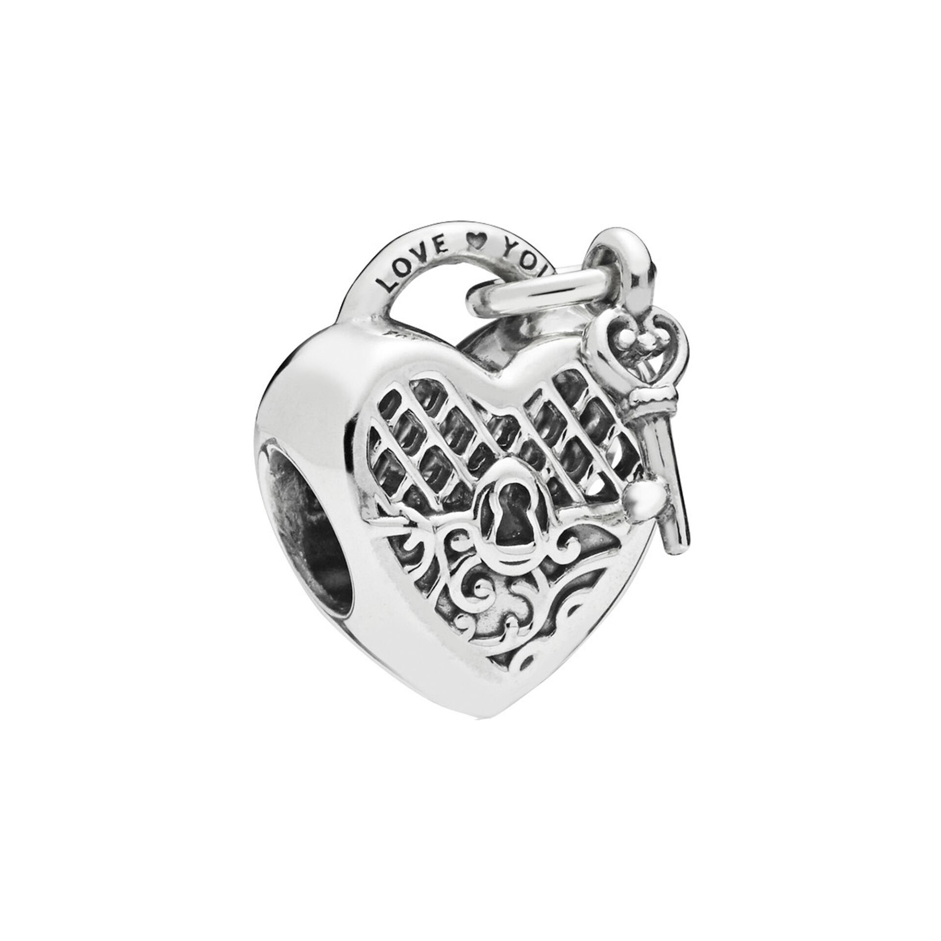 Nur Silver Kalp Kilit Ve Anahtar Gümüş Charm NUR-BL00132