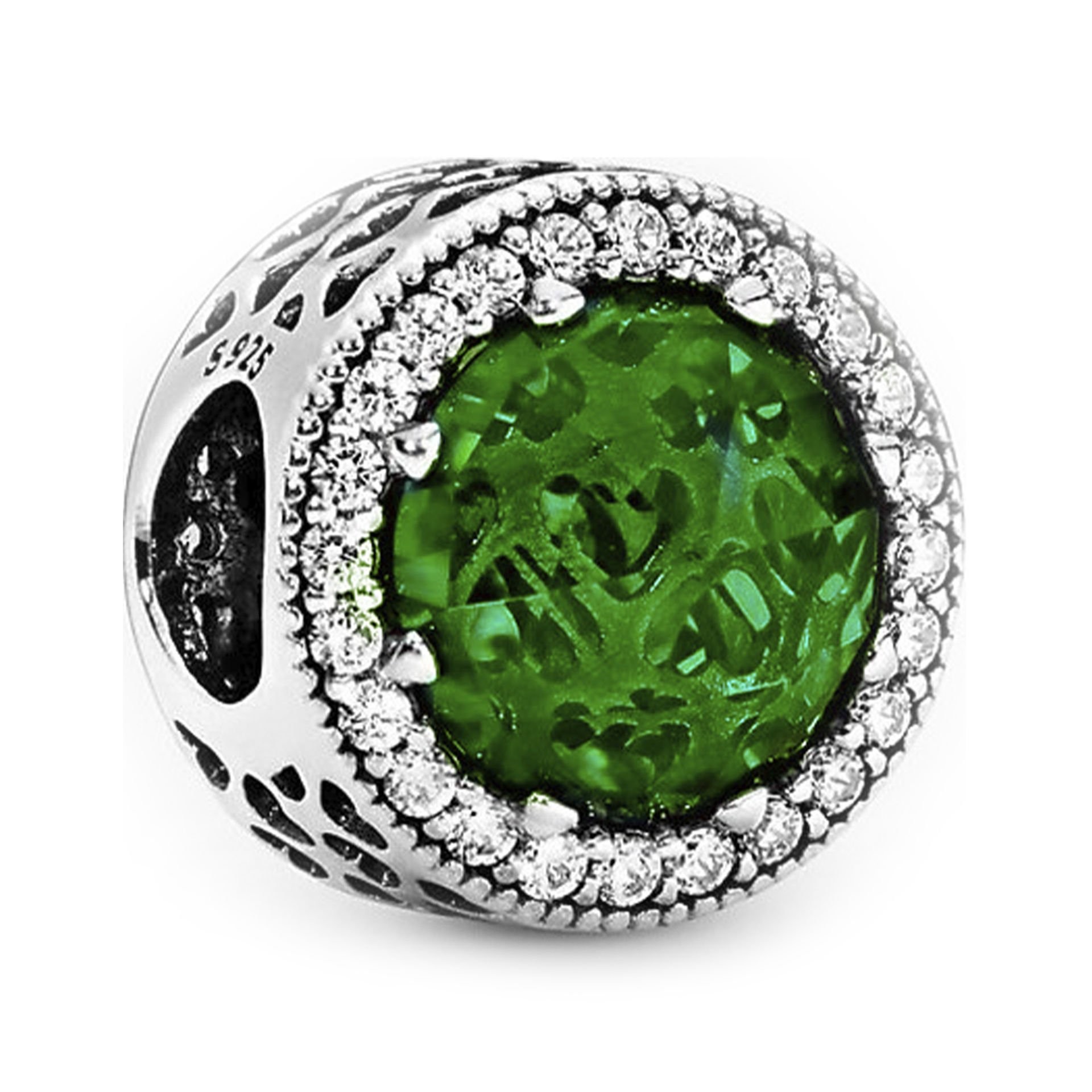 Nur Silver Yuvarlak Yeşil Taşlı Gümüş Charm NUR-BL00246