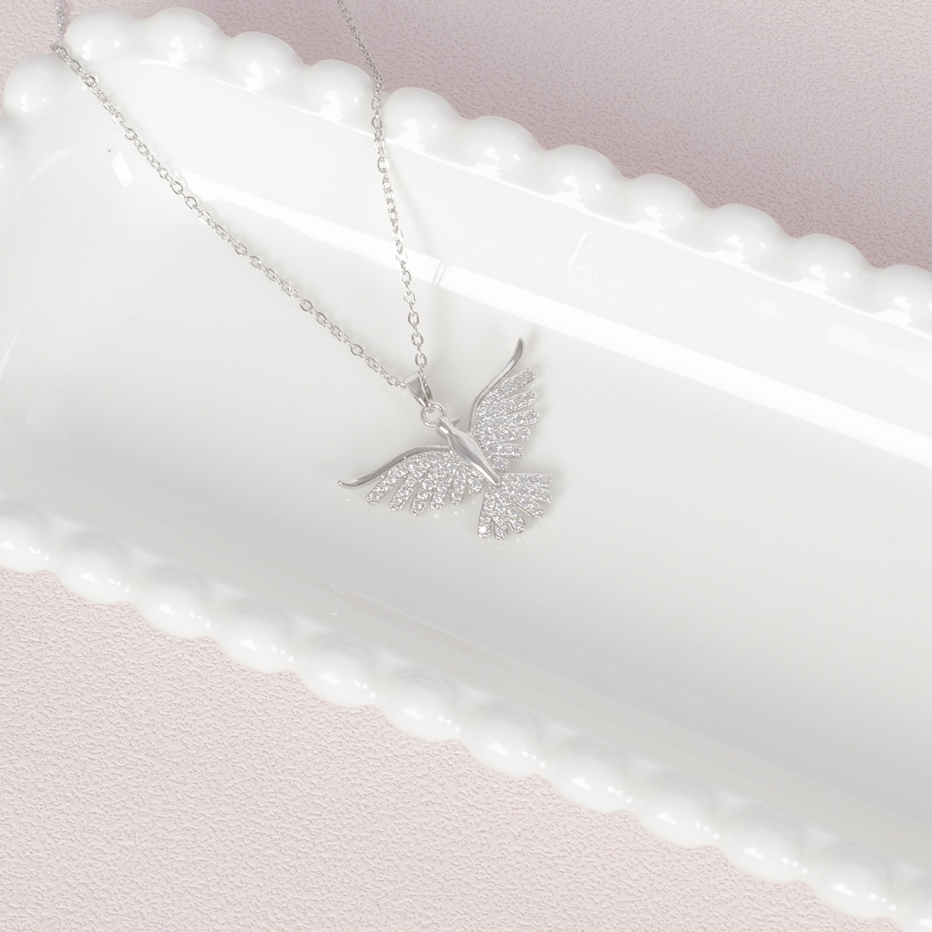 Nur Silver Taşlı Anka Kuşu Çelik Kolye NUR-CL00386