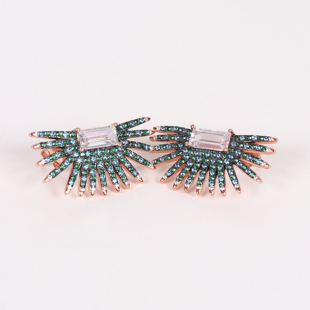 Nur Silver Yelpaze Gümüş Küpe NUR-KP00963