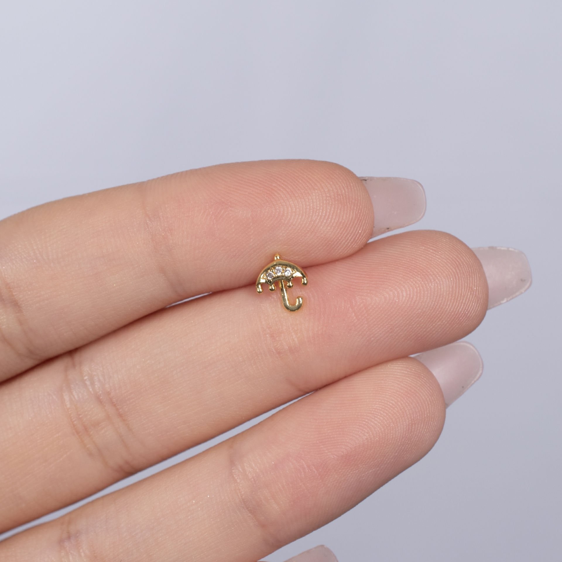 Nur Silver Arkası Top Şemsiye Çelik Tragus küpe NUR-KE03241