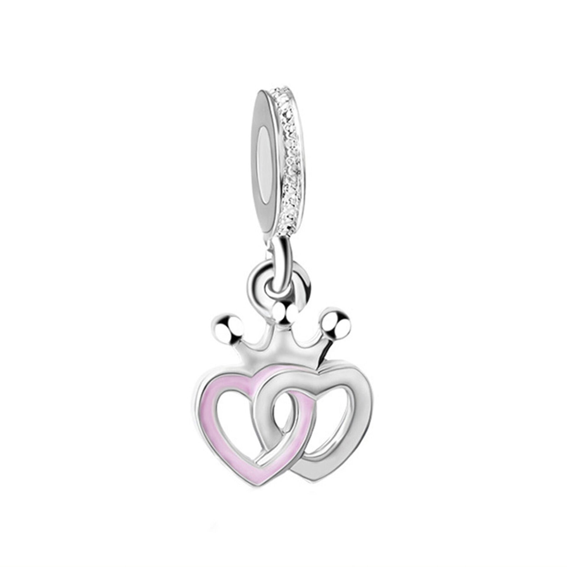 Nur Silver Taçlı Kalp Gümüş Charm NUR-BL01374