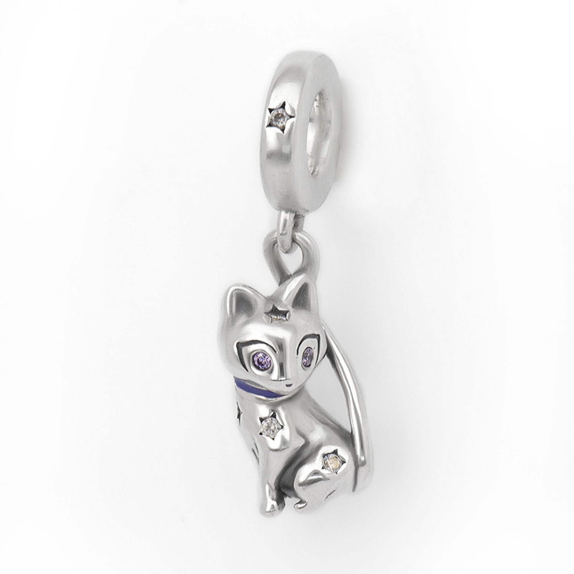 Nur Silver Gümüş Tılsımlı Yıldızlı Kedi Gümüş Sallantılı Charm NUR-CH00006