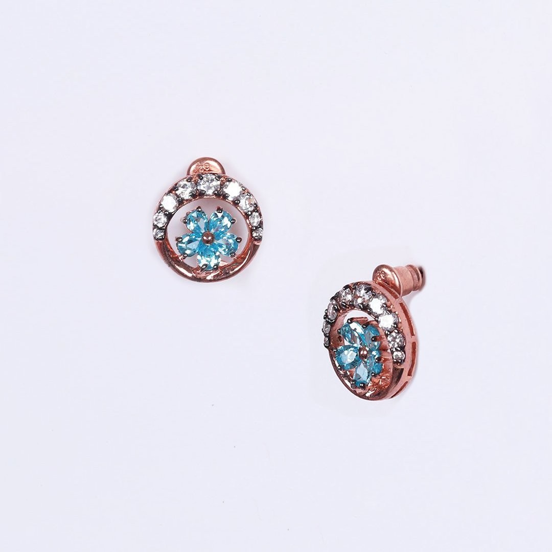 Nur Silver Mavi Yonca Gümüş Küpe NUR-KP00184