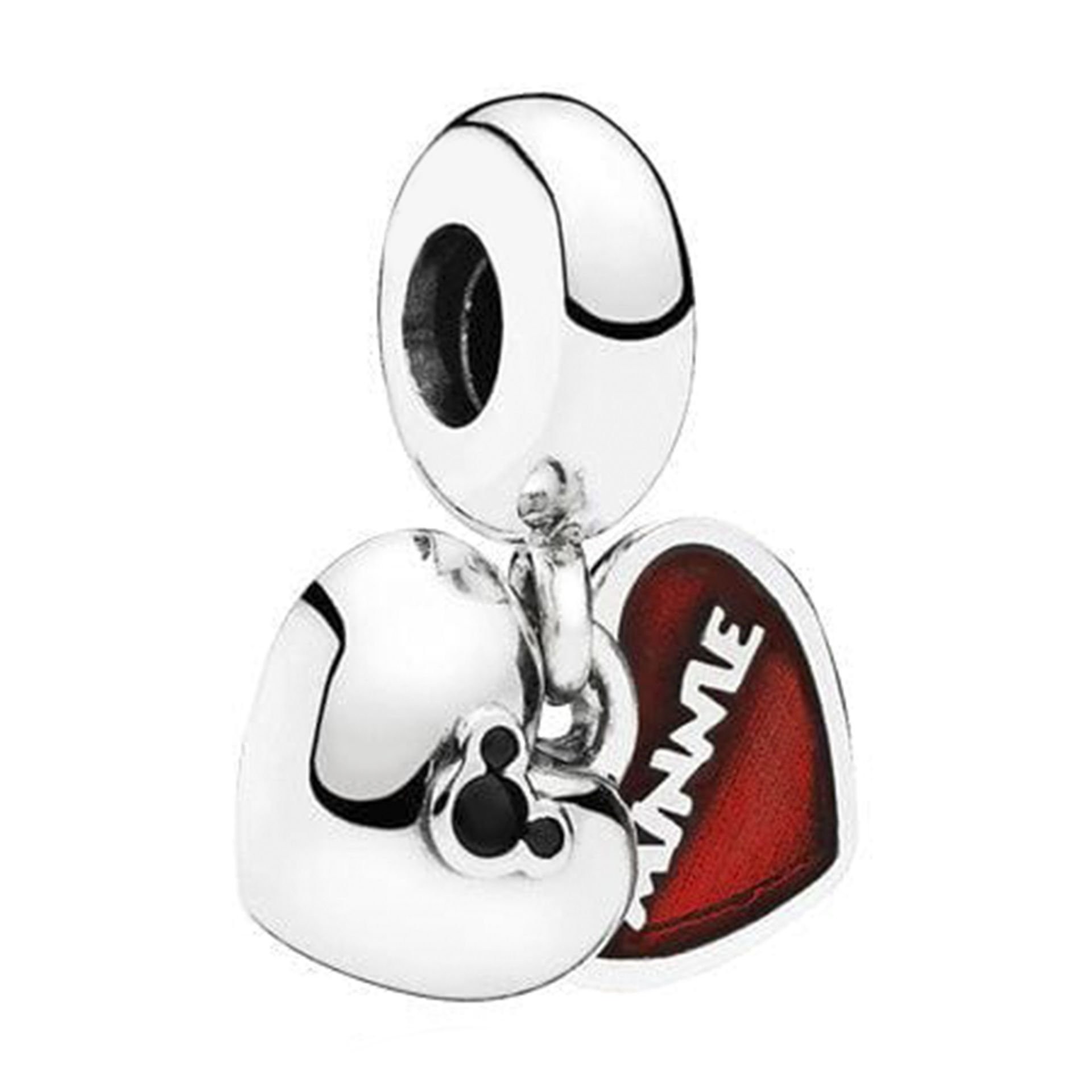 Nur Silver Mickey & Minnie Mouse Kalp Gümüş Sallantılı Charm NUR-CH00013