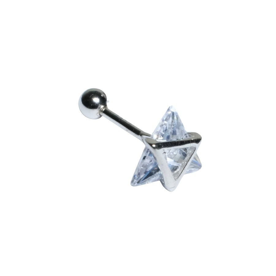 Nur Silver Üçgen Tragus Gümüş Küpe NUR-KP02125