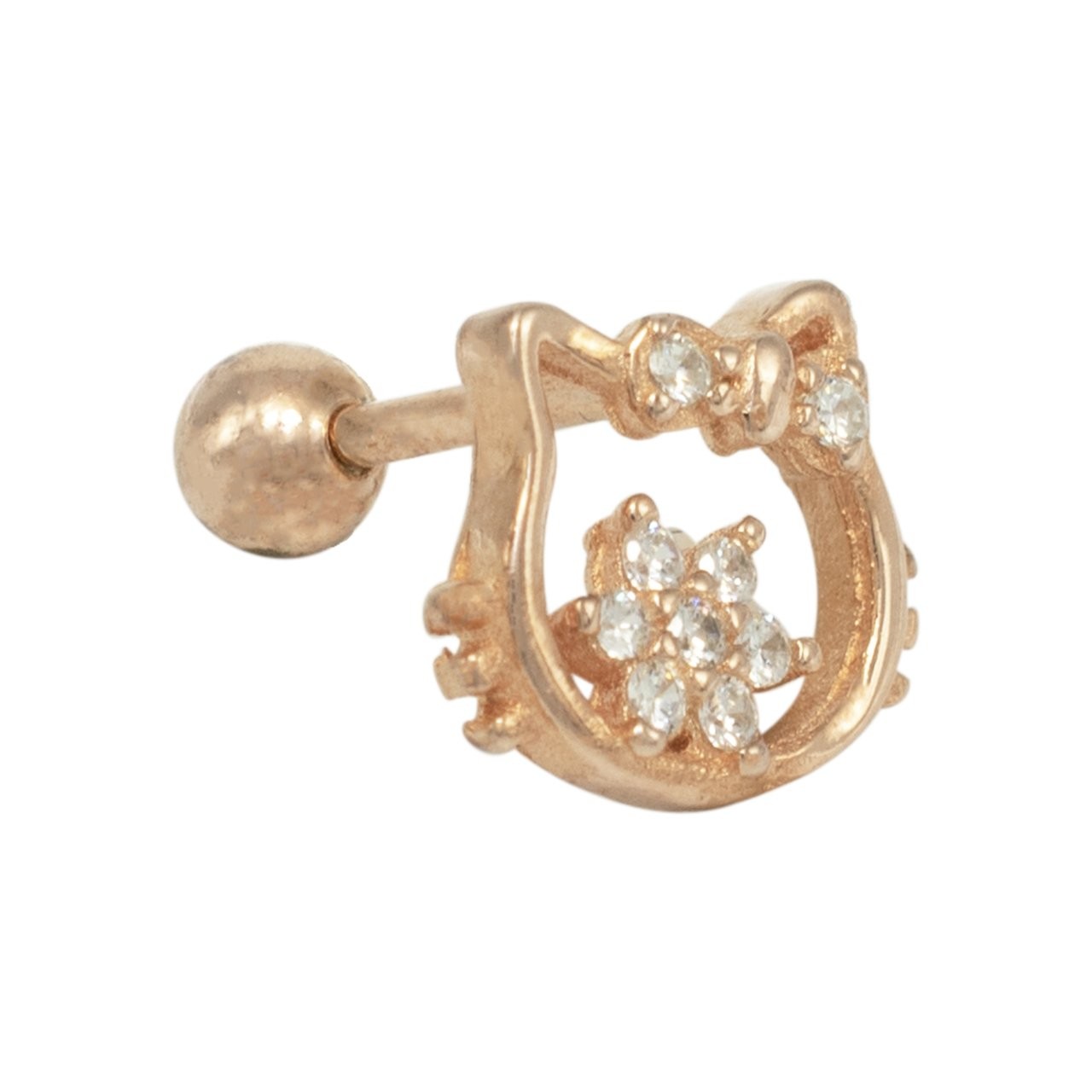 Nur Silver Kedili Tragus Gümüş Küpe NUR-KP02002
