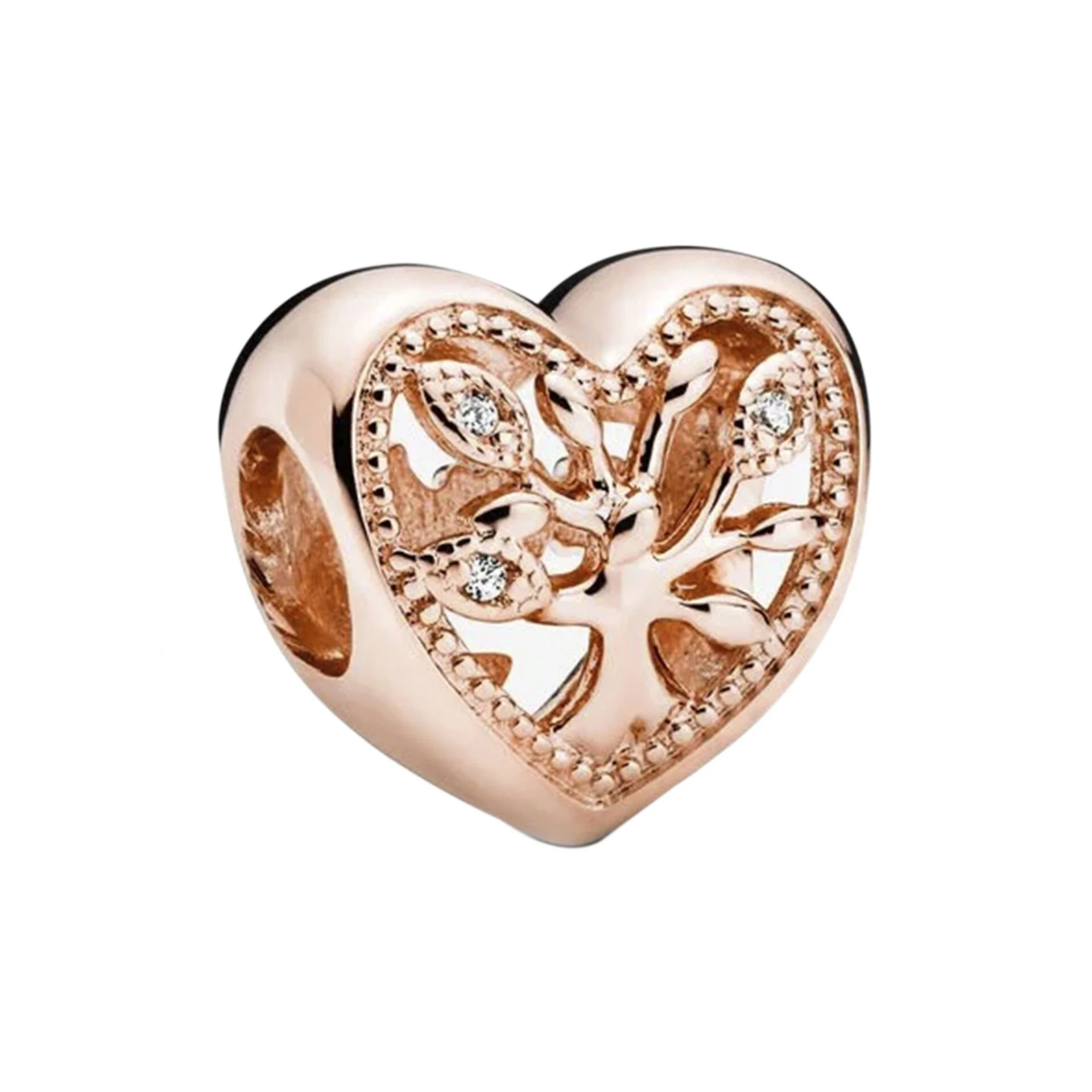 Nur Silver Rose Renk Aile Ağacı Kalp Kombin Bileklik NUR-BL00673