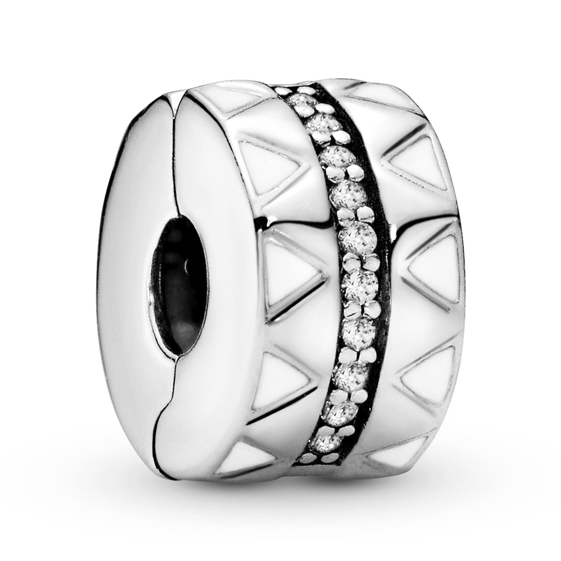 Nur Silver Parıltılı Çizgiler Klips Gümüş Charm NUR-CH00018