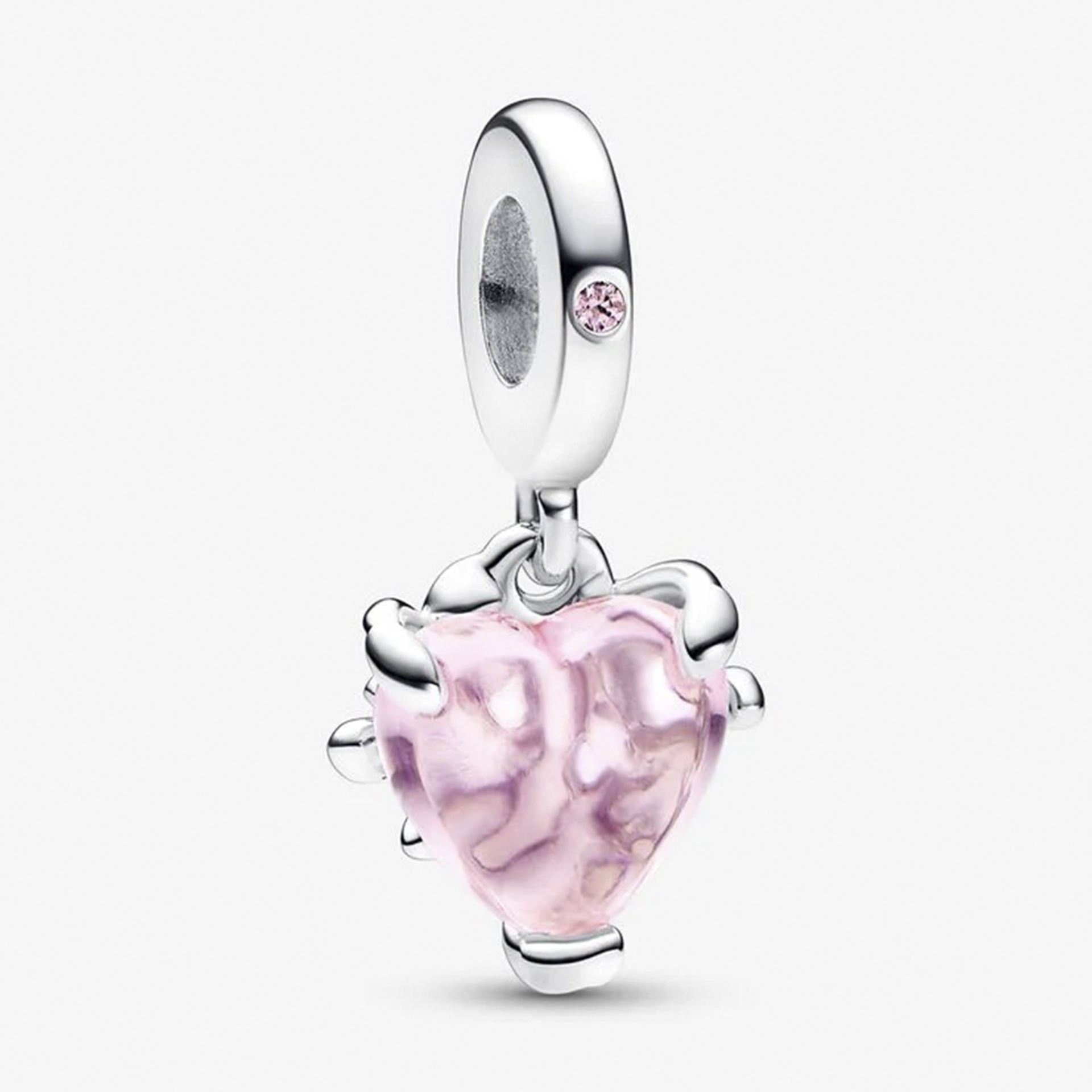 Nur Silver Pembe Aile Ağacı ve Kalp Sallantılı Charm NUR-CM00453