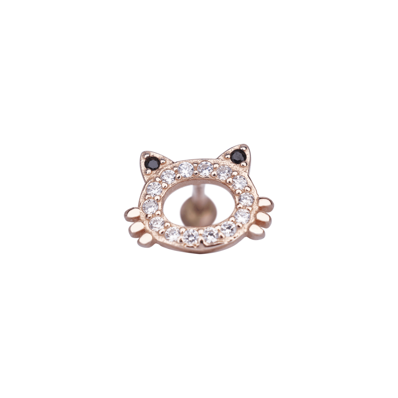 Nur Silver Kedili Tragus Gümüş Küpe NUR-KP00082